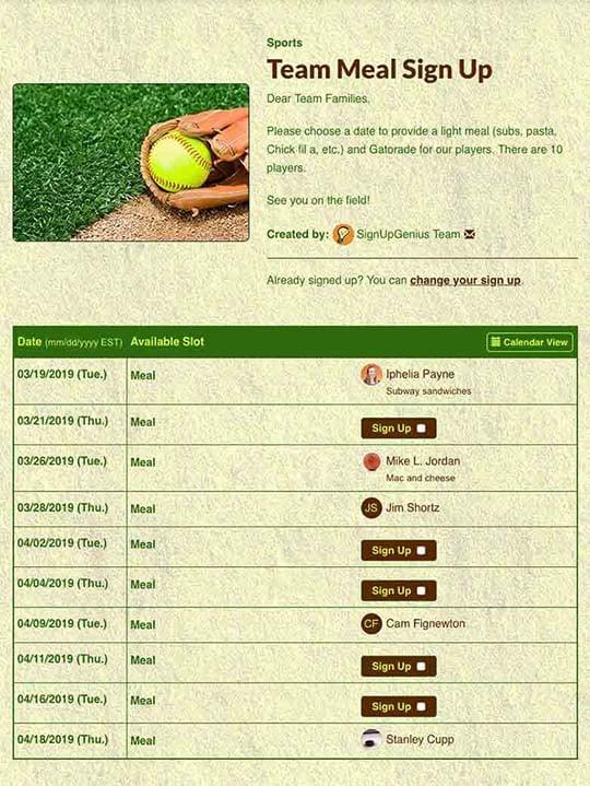 Schedule a Team Meal