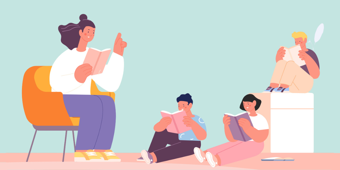 adult reading to children