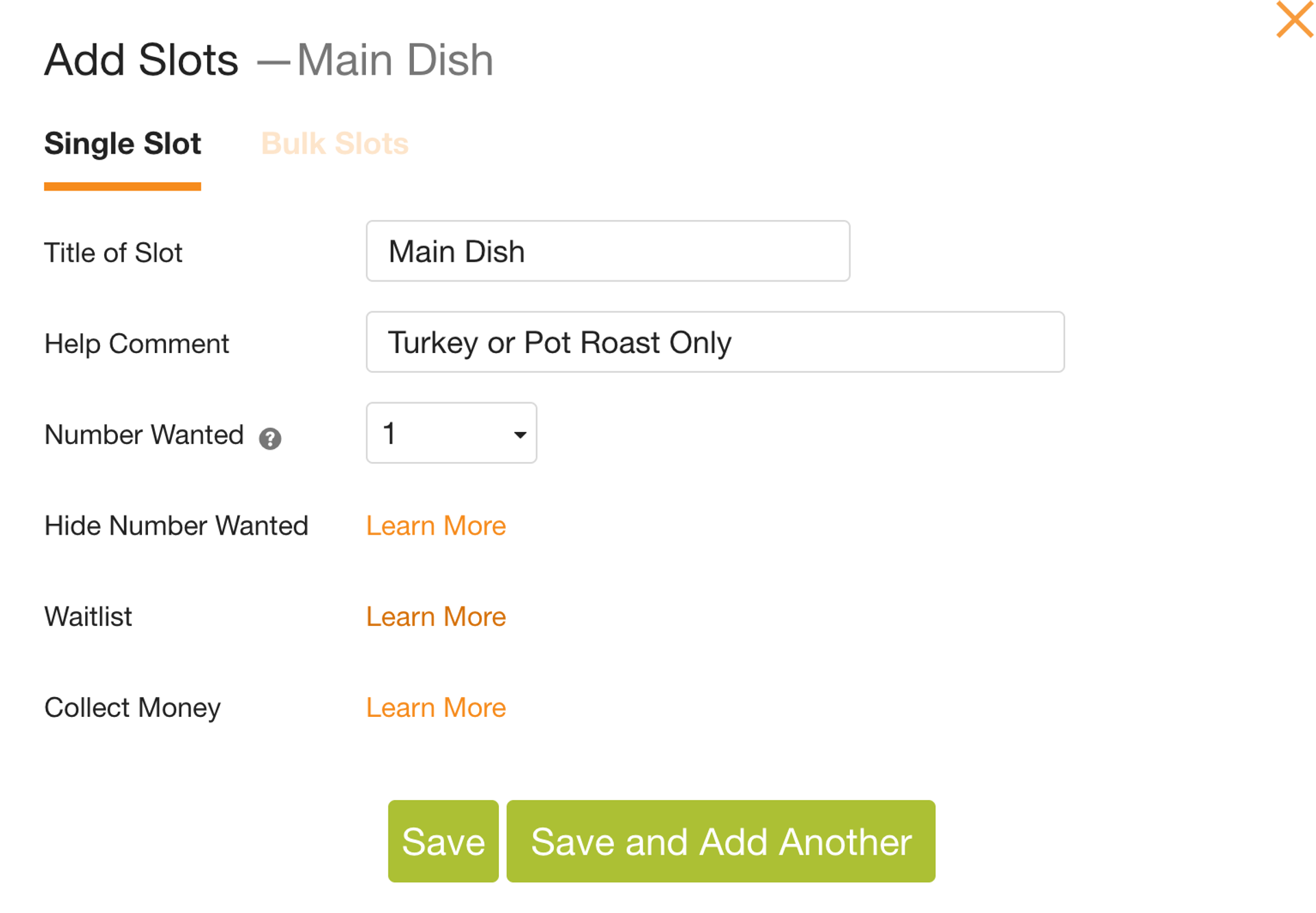 signupgenius potluck slots