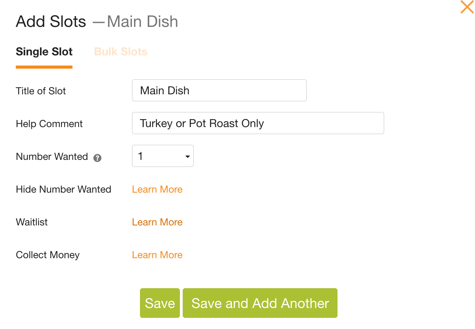 signupgenius potluck slots