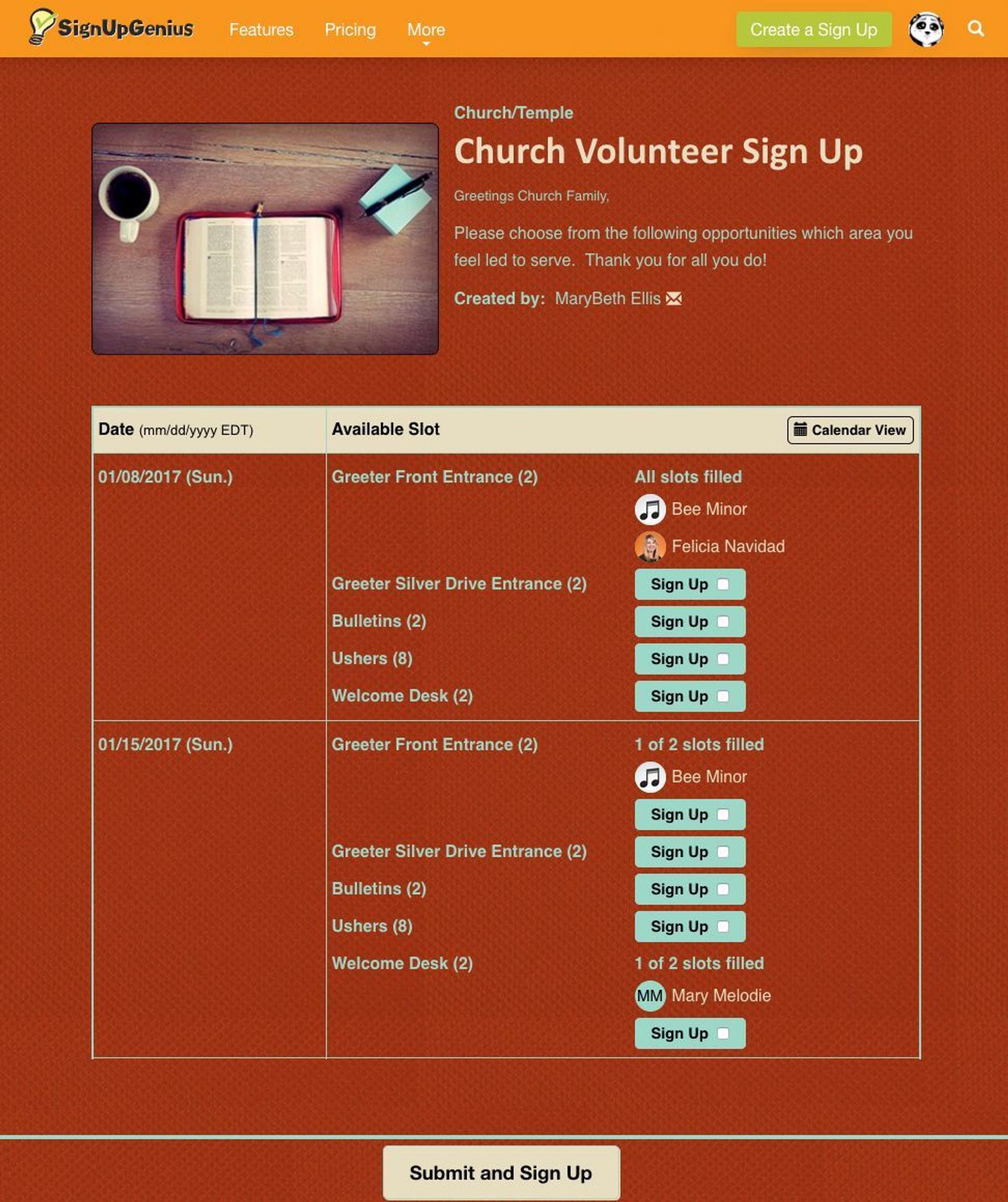 View Live Sign Up