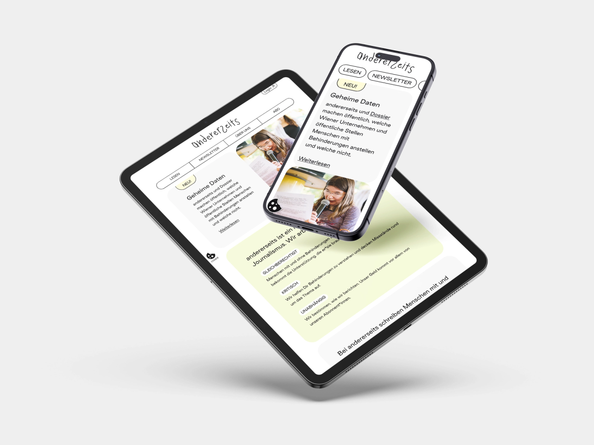 Website Mockup der andererseits Startseite