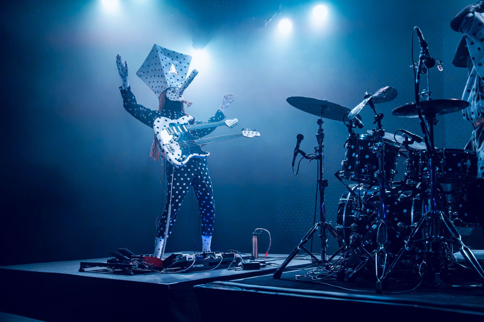 Guitarist Khn de Poitrine on stage at the Commodore Ballroom in Vancouver.