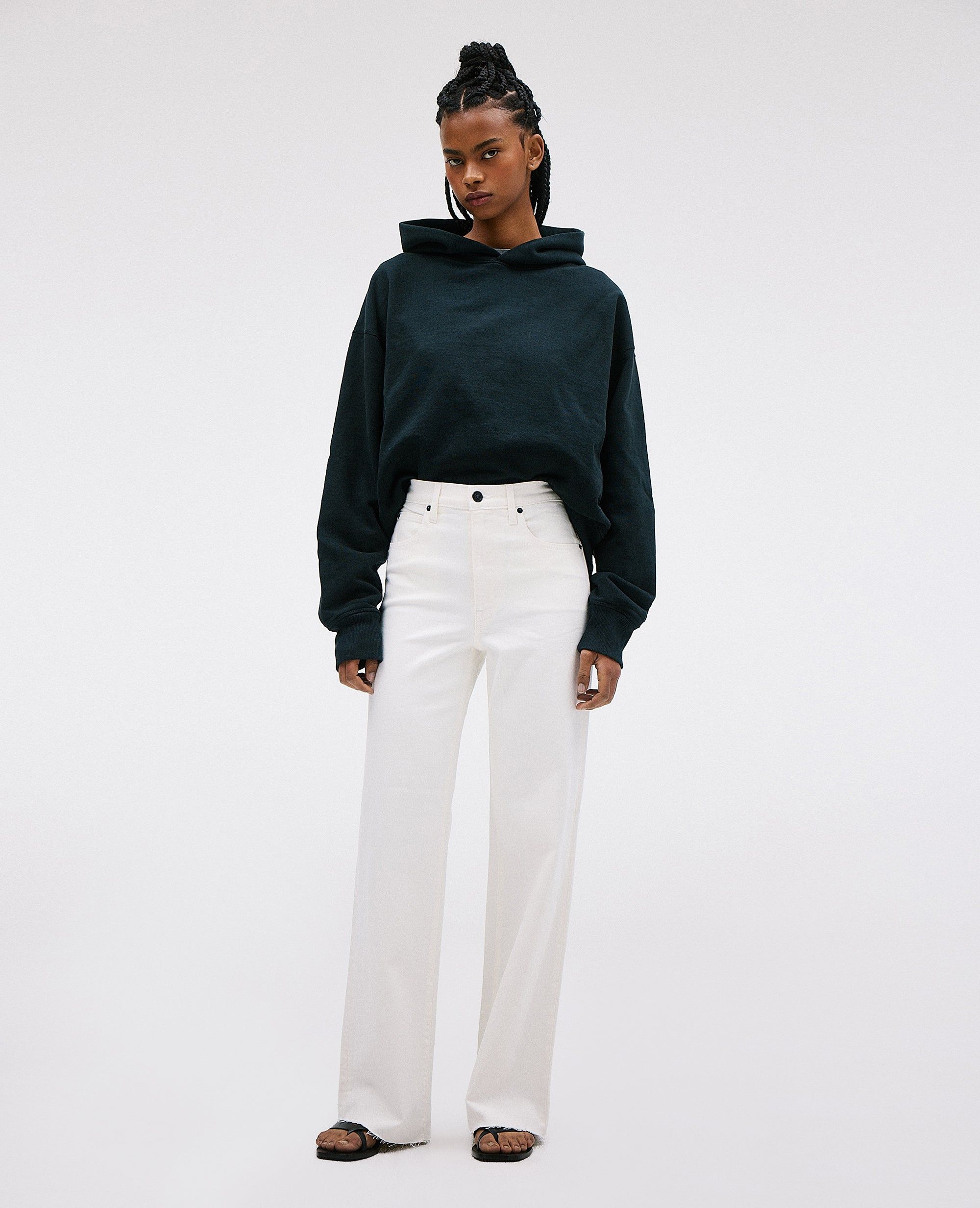 【関税込み】SLVRLAKE ホワイト Grace クロップド ジーンズ Grace | White | High Rise | Wide Jean | SLVRLAKE