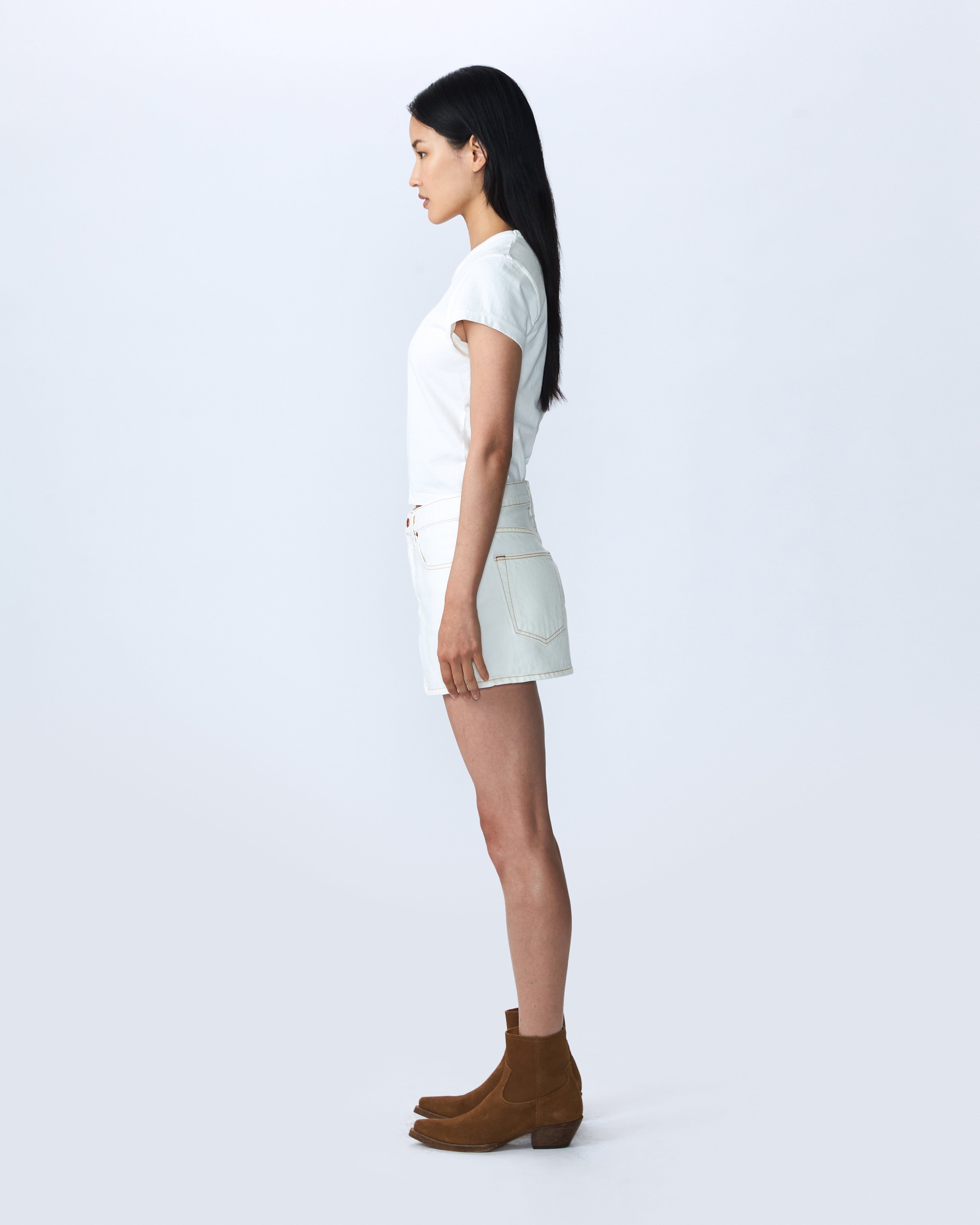 【関税込み】SLVRLAKE ホワイト デニム マイクロ ミニスカート White Micro Denim Miniskirt by SLVRLAKE on Sale
