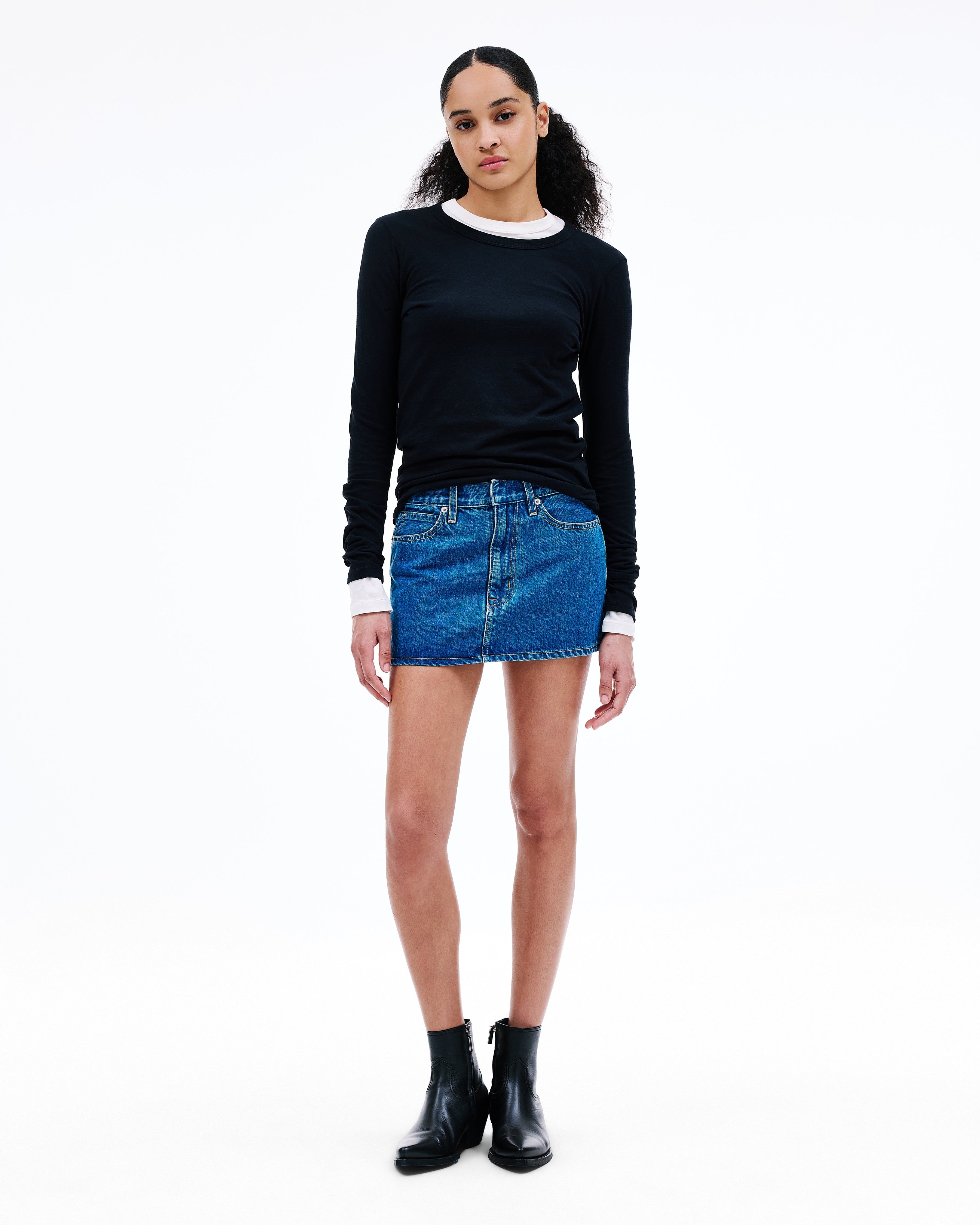 【Anyone more】Slyn Light Grey Denim Mini Skirt Abercrombie & Fitch denim mini skirt in light gray | ASOS