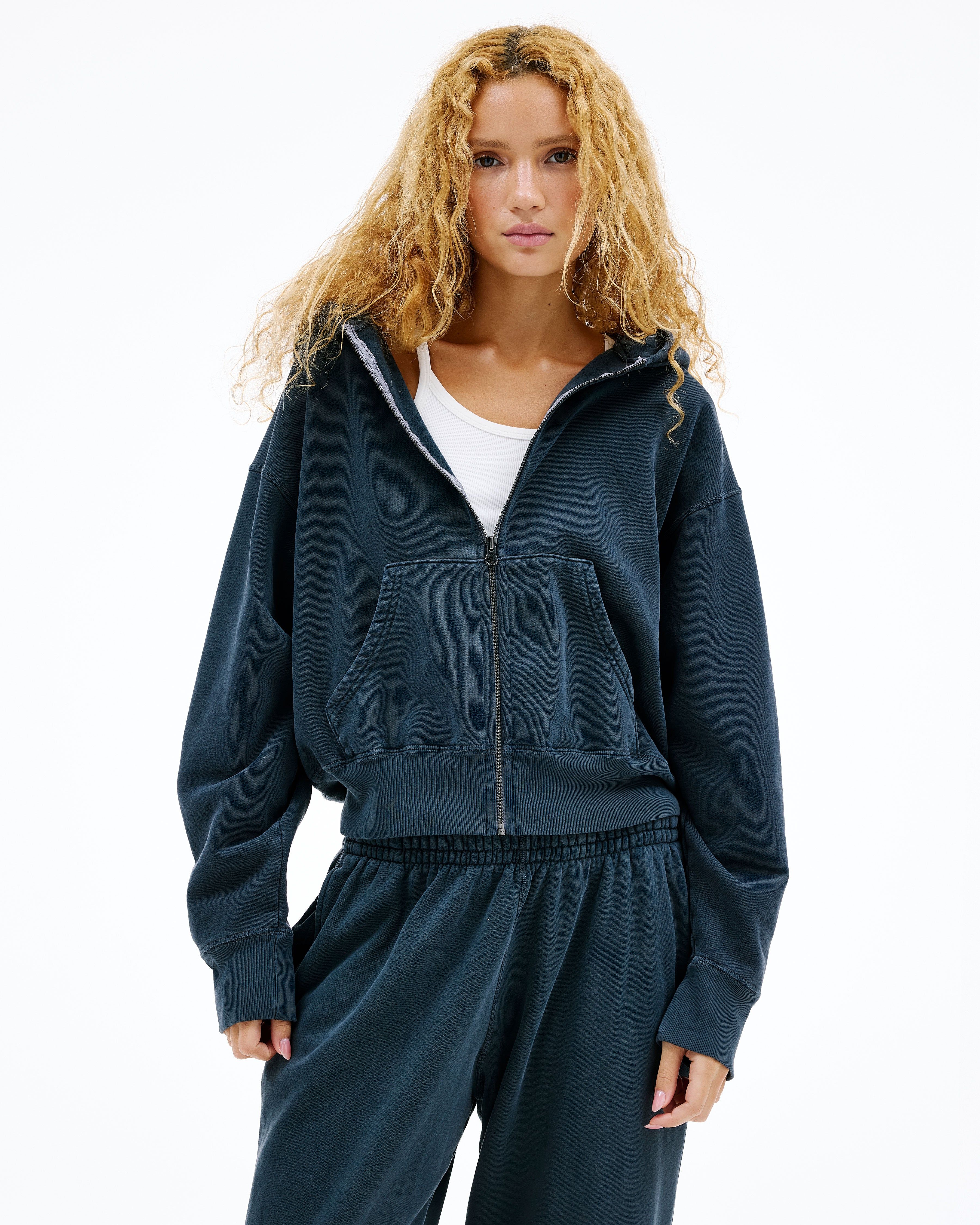 ROUGH AND SWELL スエット Raw Lounge Oversized Zip Hoodie in Washed Black | Oner Active US