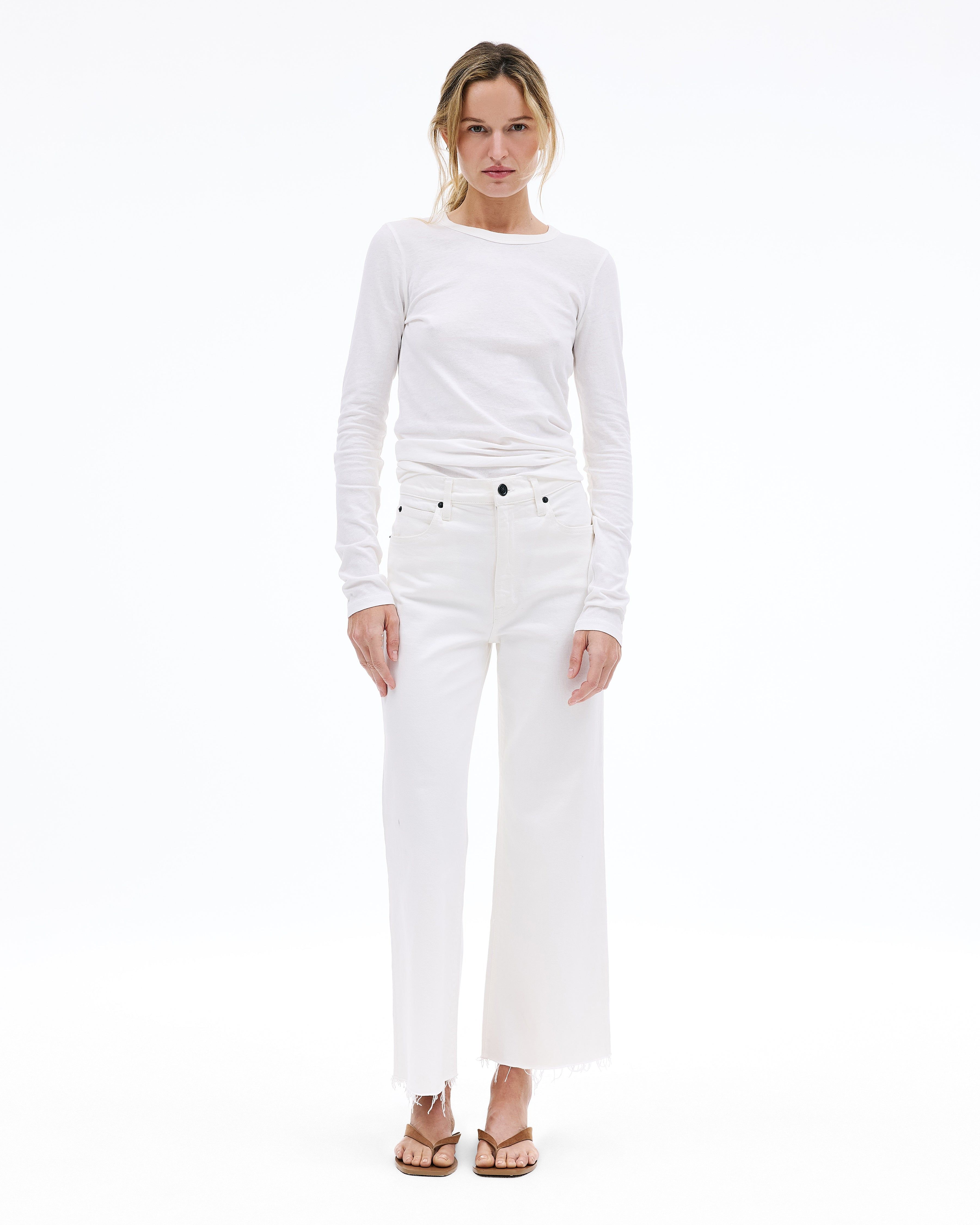 【関税込み】SLVRLAKE ホワイト Grace クロップド ジーンズ Grace Crop | White | High Rise | Wide Jean | SLVRLAKE