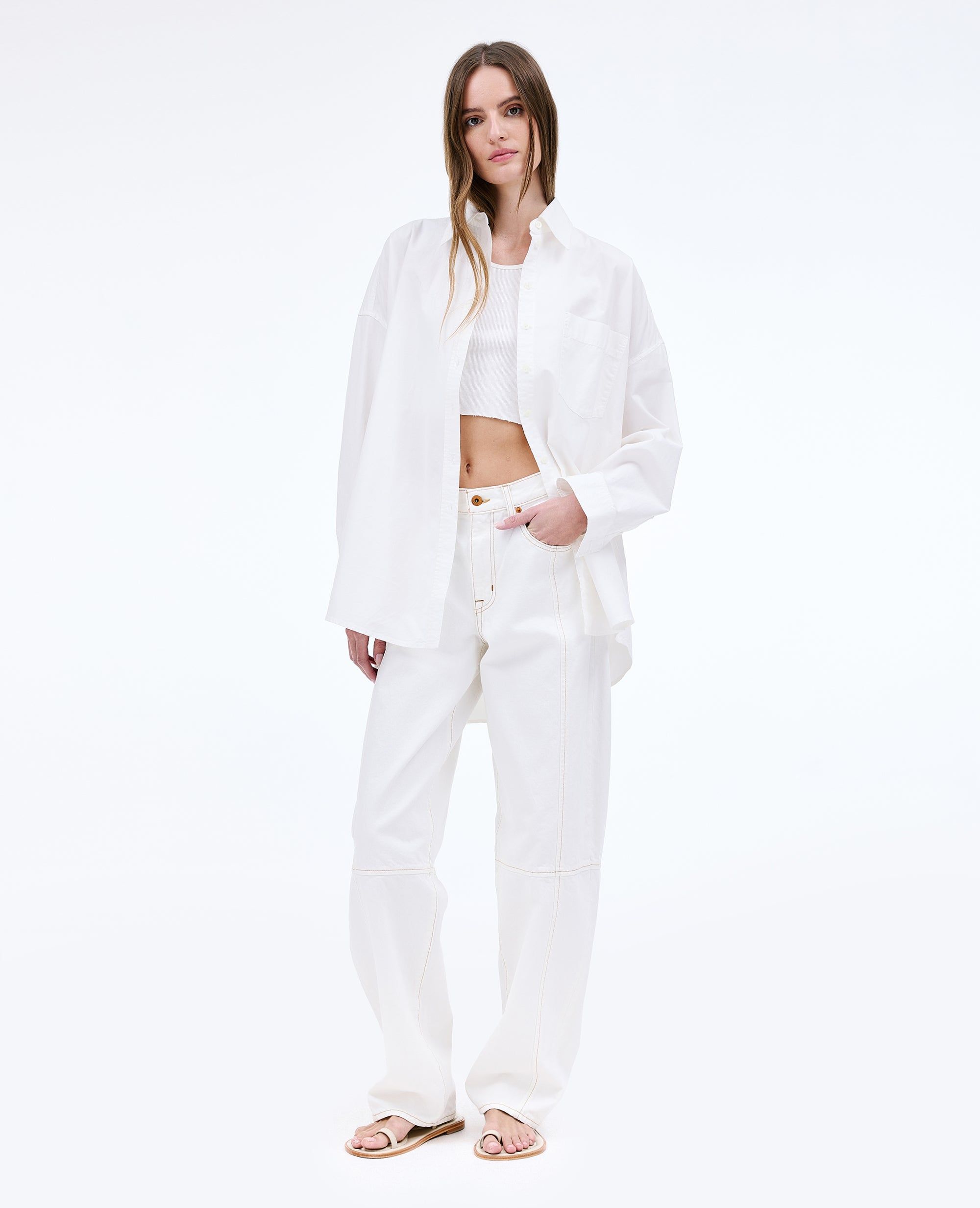 【関税込み】SLVRLAKE ホワイト Paloma Seam ジーンズ Paloma Seam Pant | Natural White | Mid Rise | Curve Jean