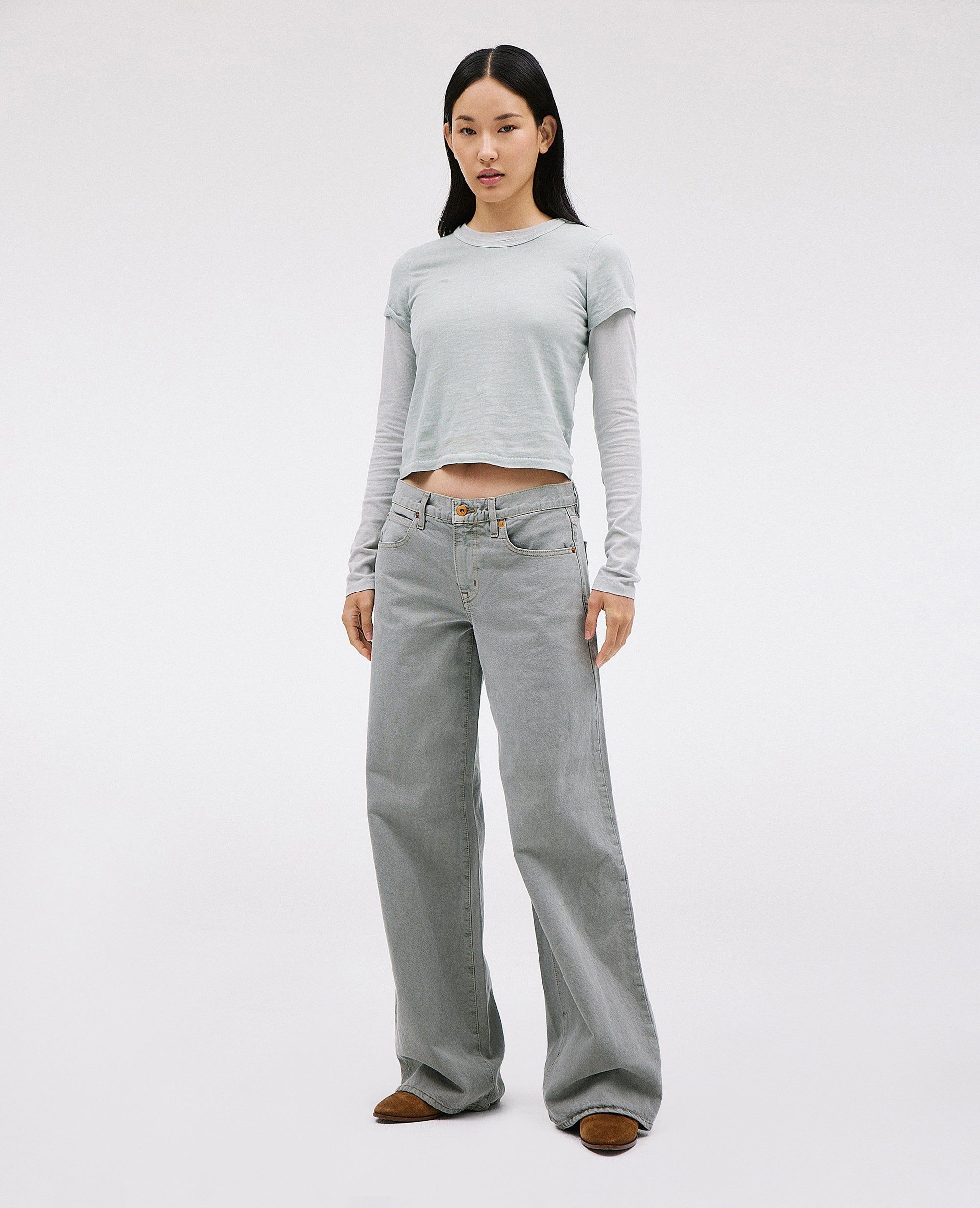 【関税込み】SLVRLAKE ブルー Mica ジーンズ SLVRLAKE Women's Mica Double Seam Jeans, Satisfaction, Blue