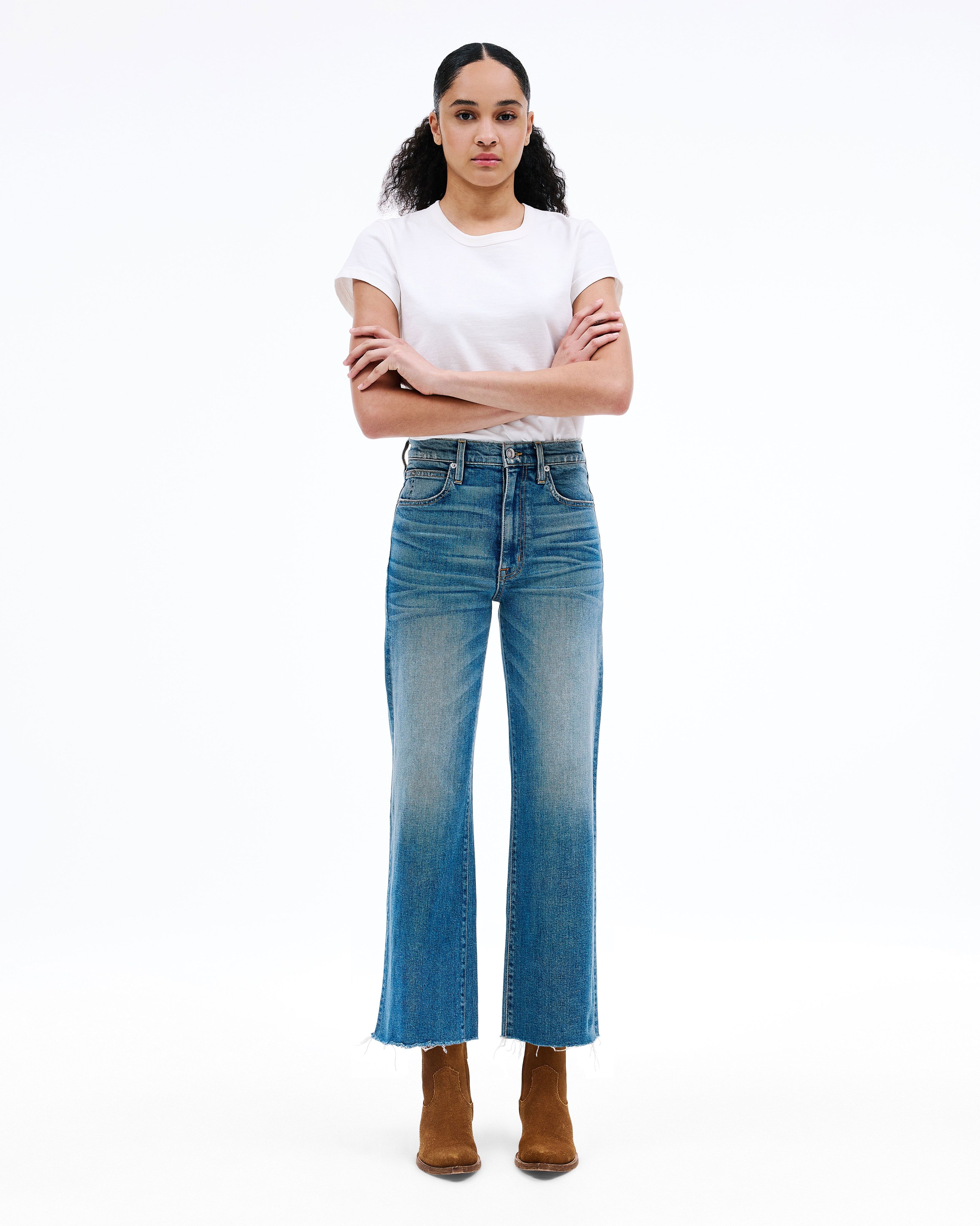 【関税込み】SLVRLAKE ホワイト Grace クロップド ジーンズ Grace | White | High Rise | Wide Jean | SLVRLAKE