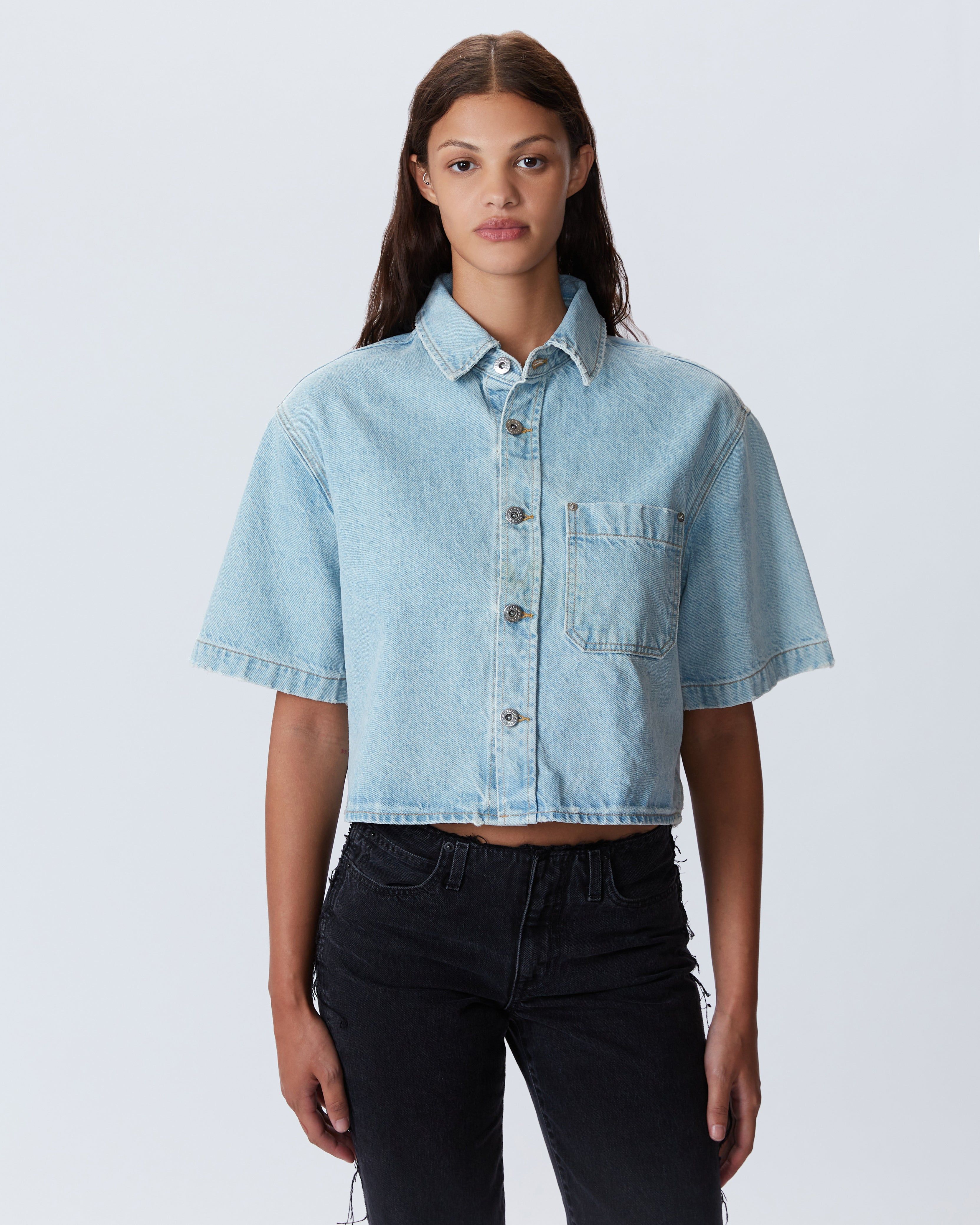 SLVRLAKE Short-sleeved Denim Shirt - Blue