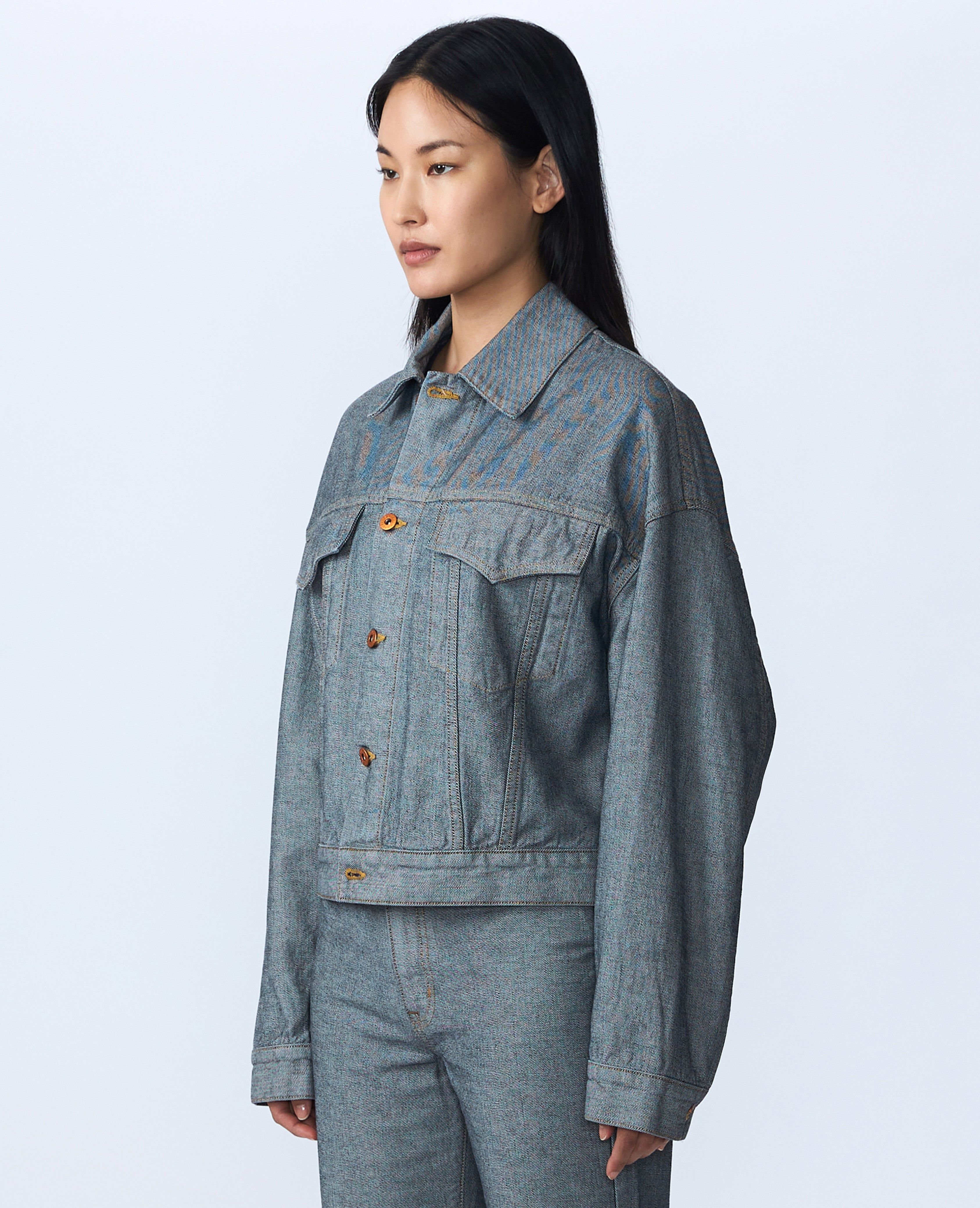 SUITROOM(スーツルーム)★ Reverse Track Wide Denim Snap Detail Striped Denim Jumpsuit – Ashley Stewart