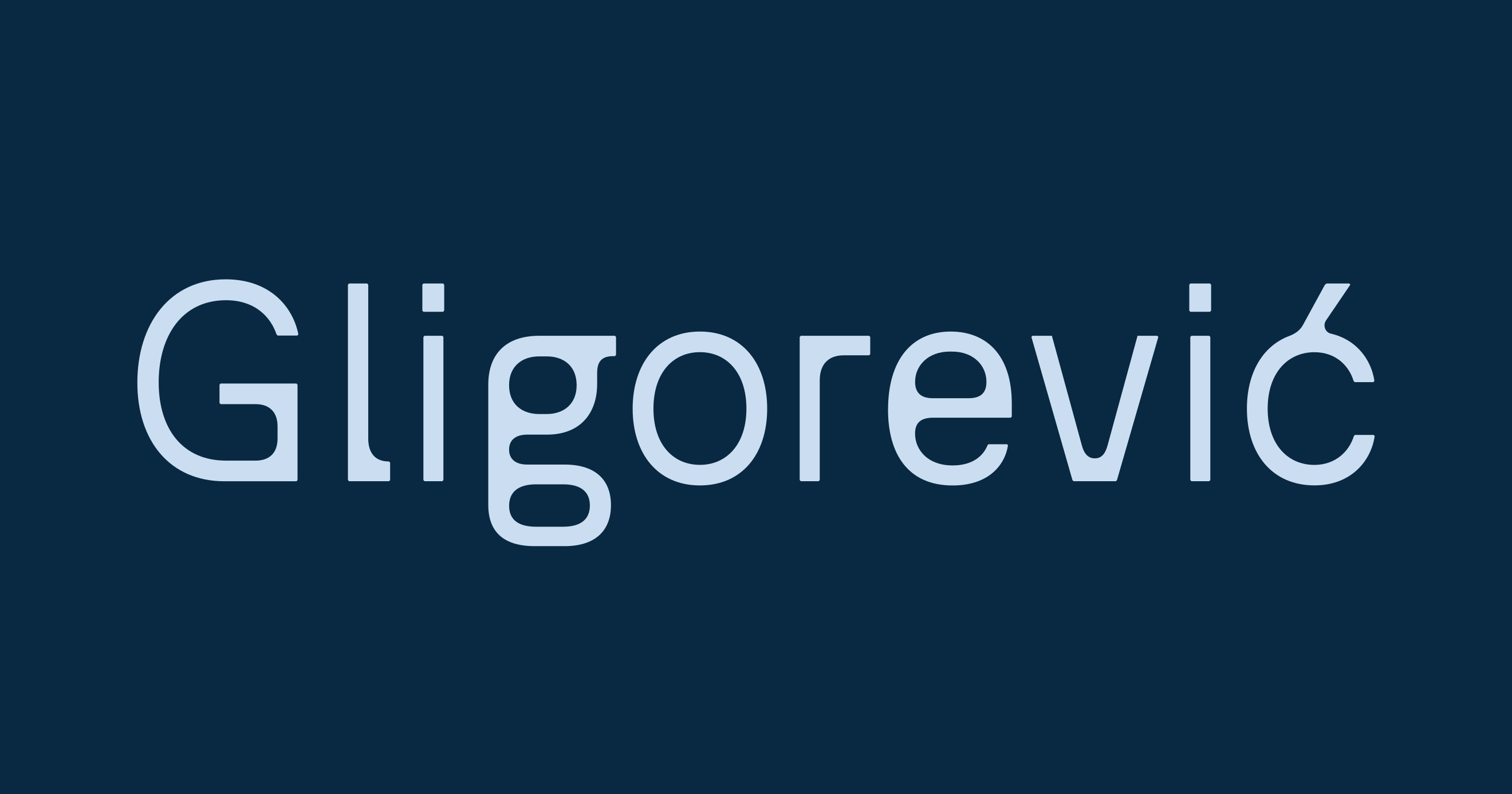 Gligorević wordmark on a navy background