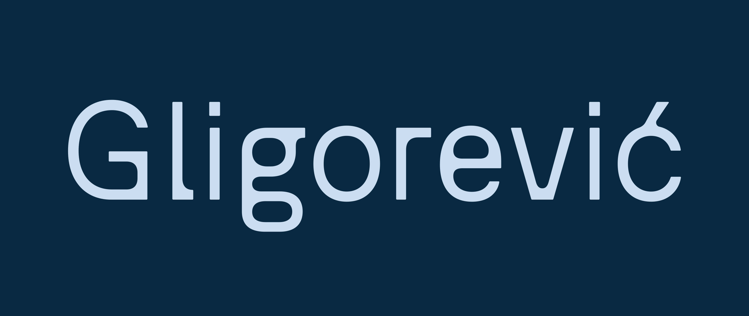 Gligorević wordmark on a navy background