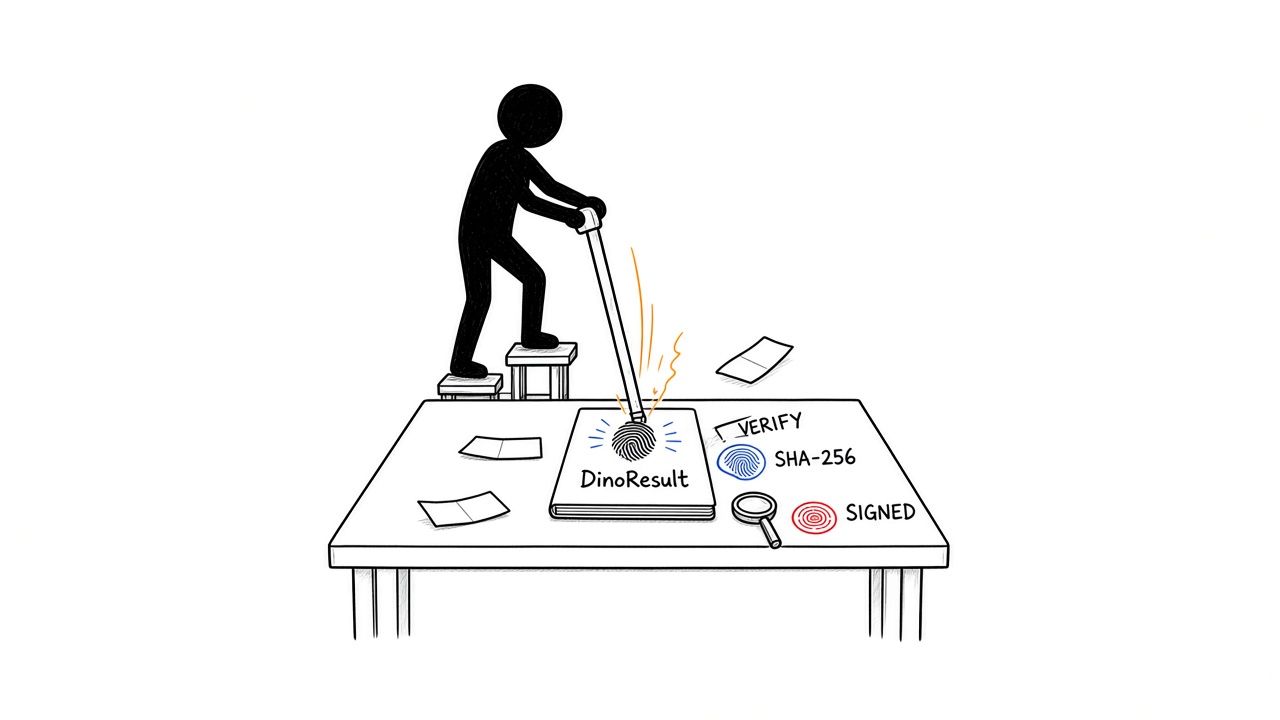 A black operator seals one canonical result with a hash and signature