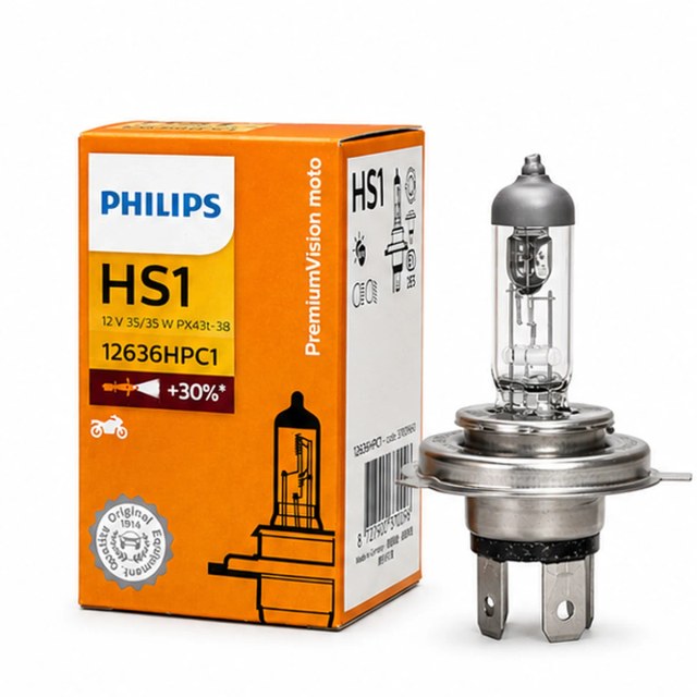 Side package view of a Philips HS1 PremiumVision Moto bulb