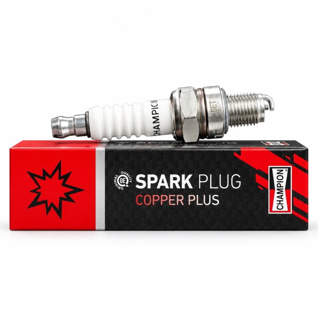 Champion spark plug product view on a dark studio background