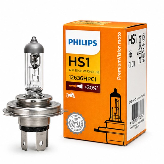 Philips HS1 PremiumVision Moto bulb and retail package