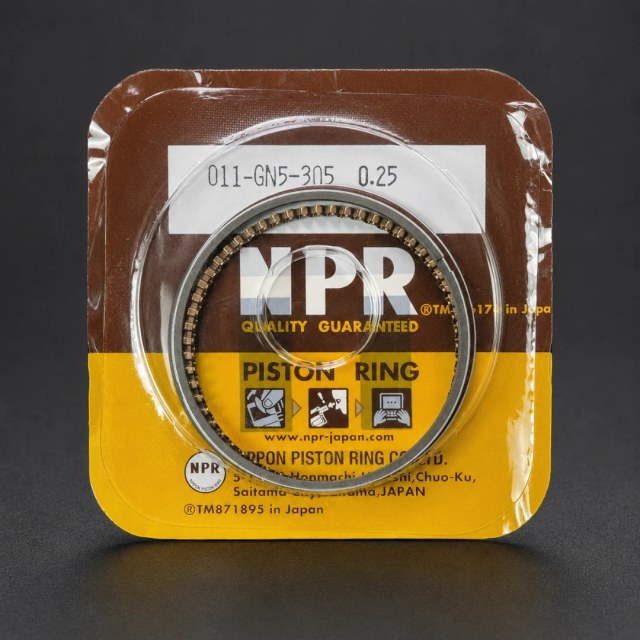 Front package view of an NPR motorcycle piston ring distributed by TLM Vietnam