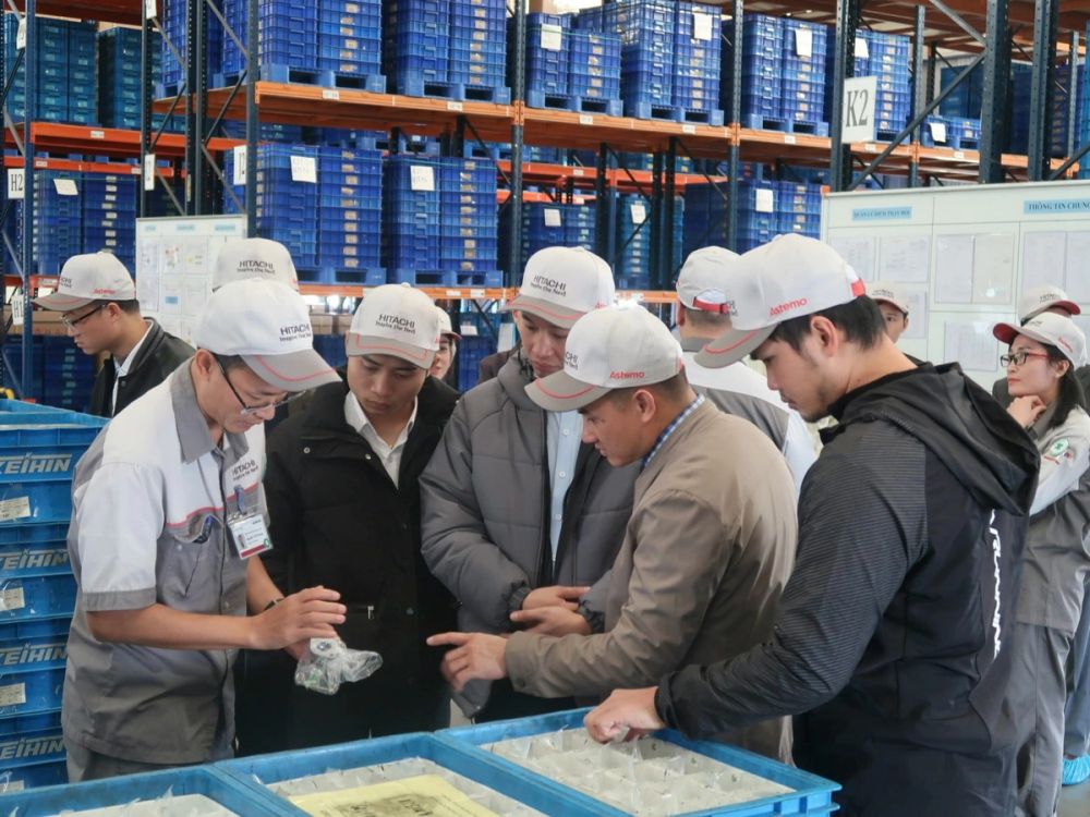 Close-up of KEIHIN precision-manufactured motorcycle parts on display