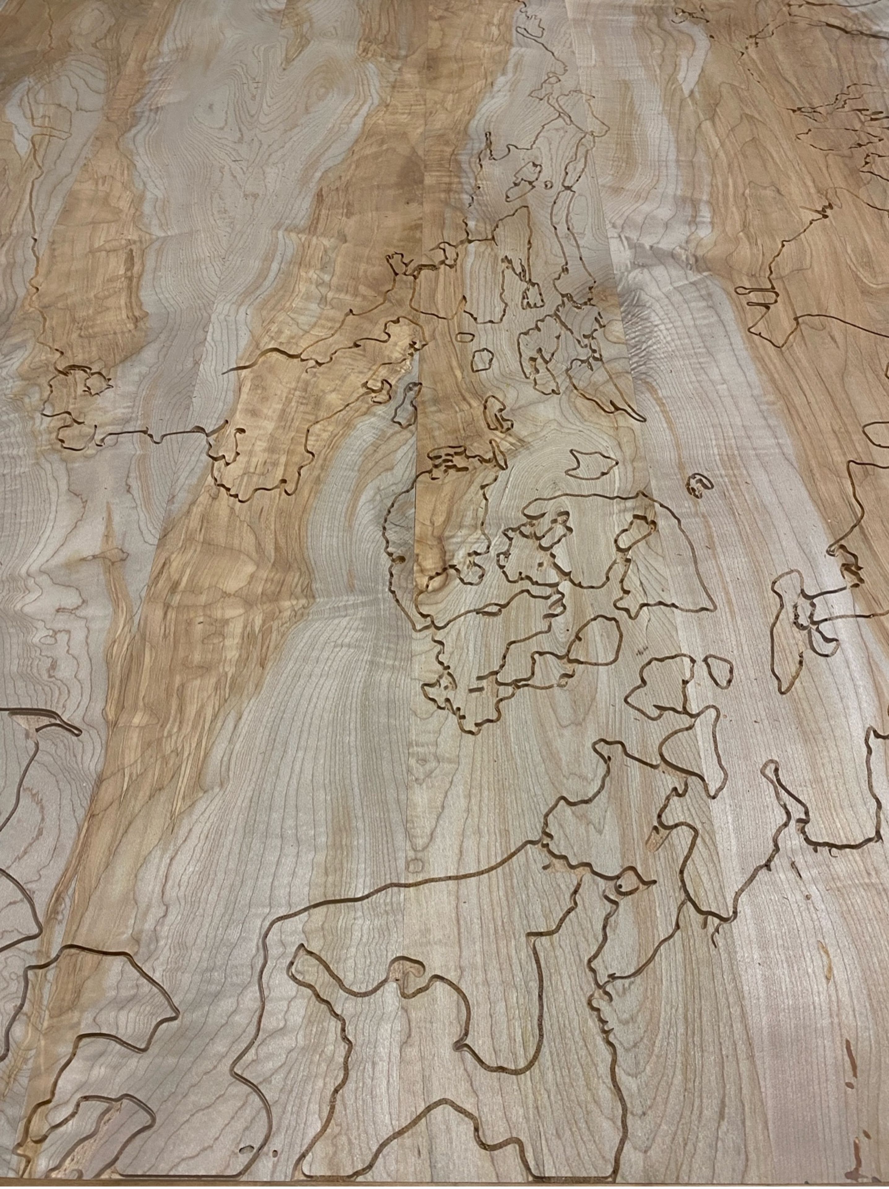 Table with map inlay in progress