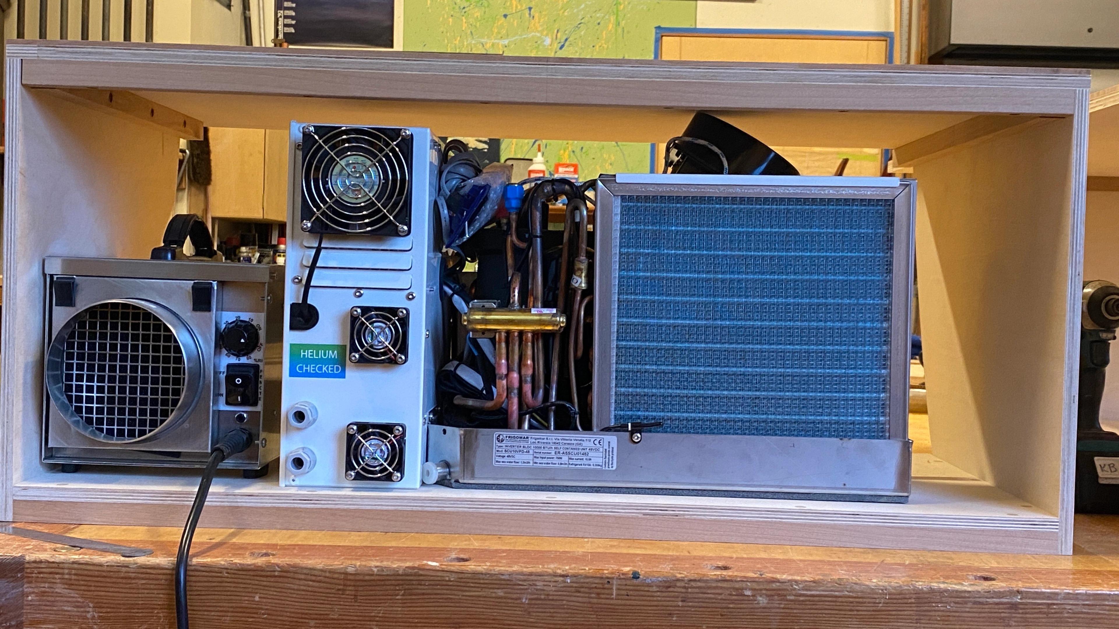 Heat pump inside cabinet
