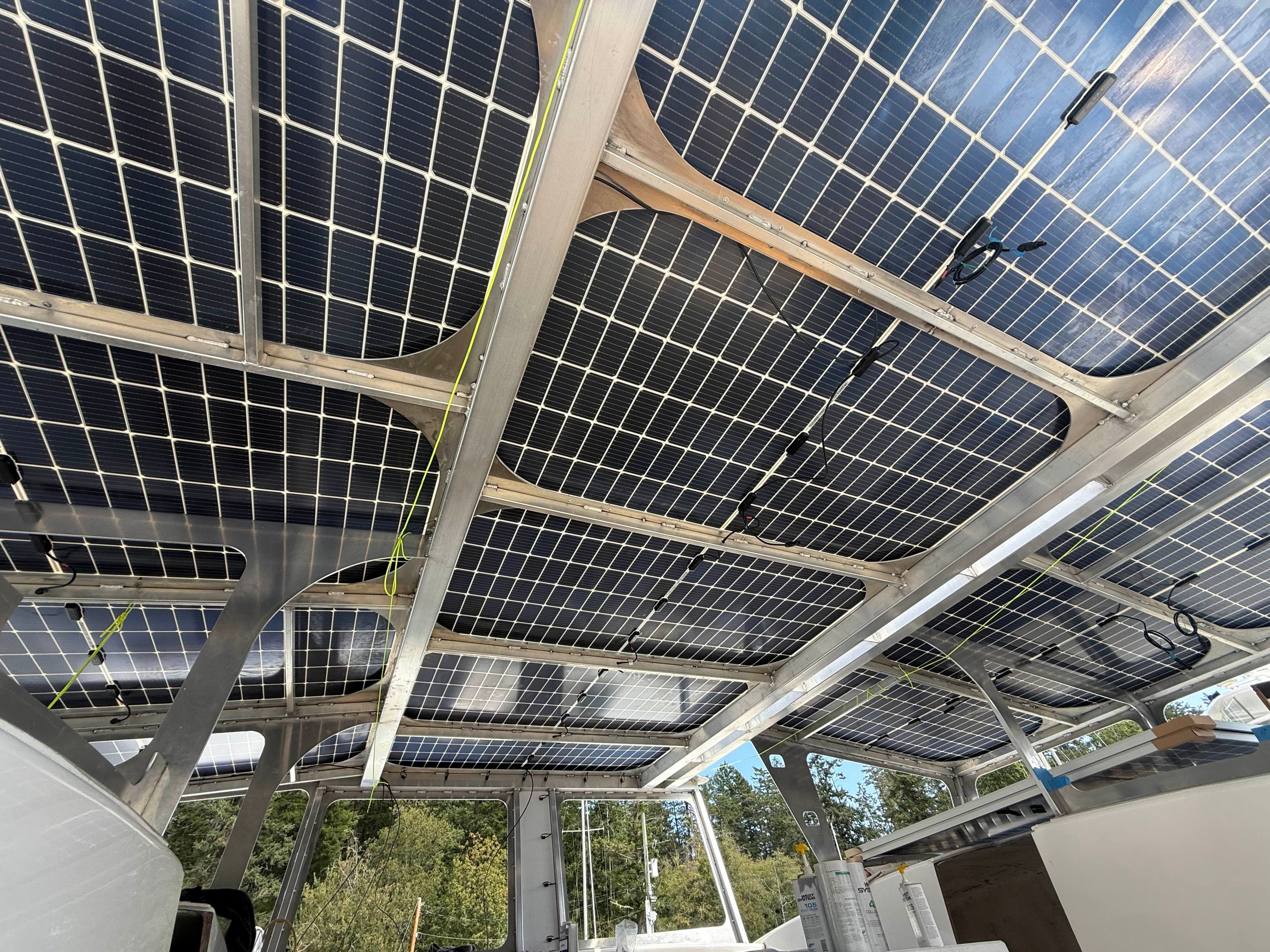 Underside of solar panels and superstructure