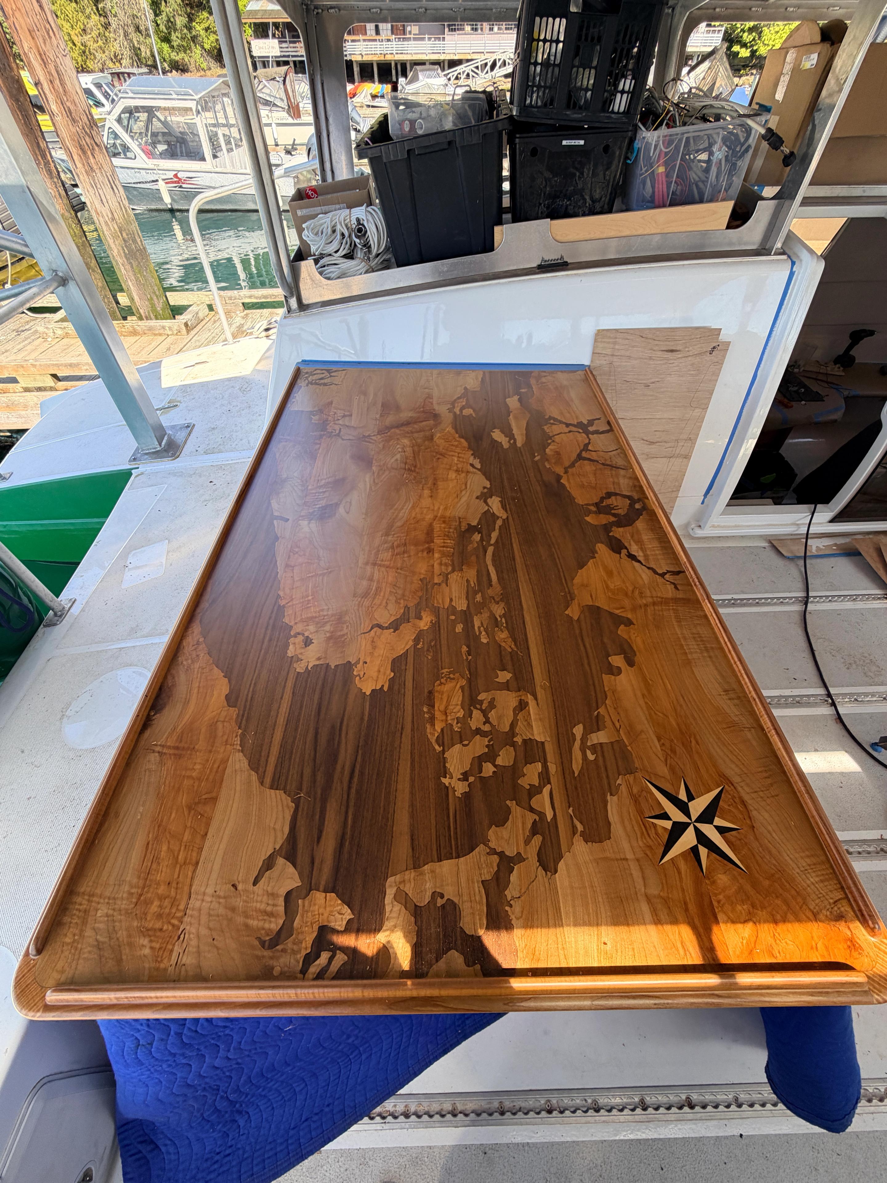 Table with map inlay