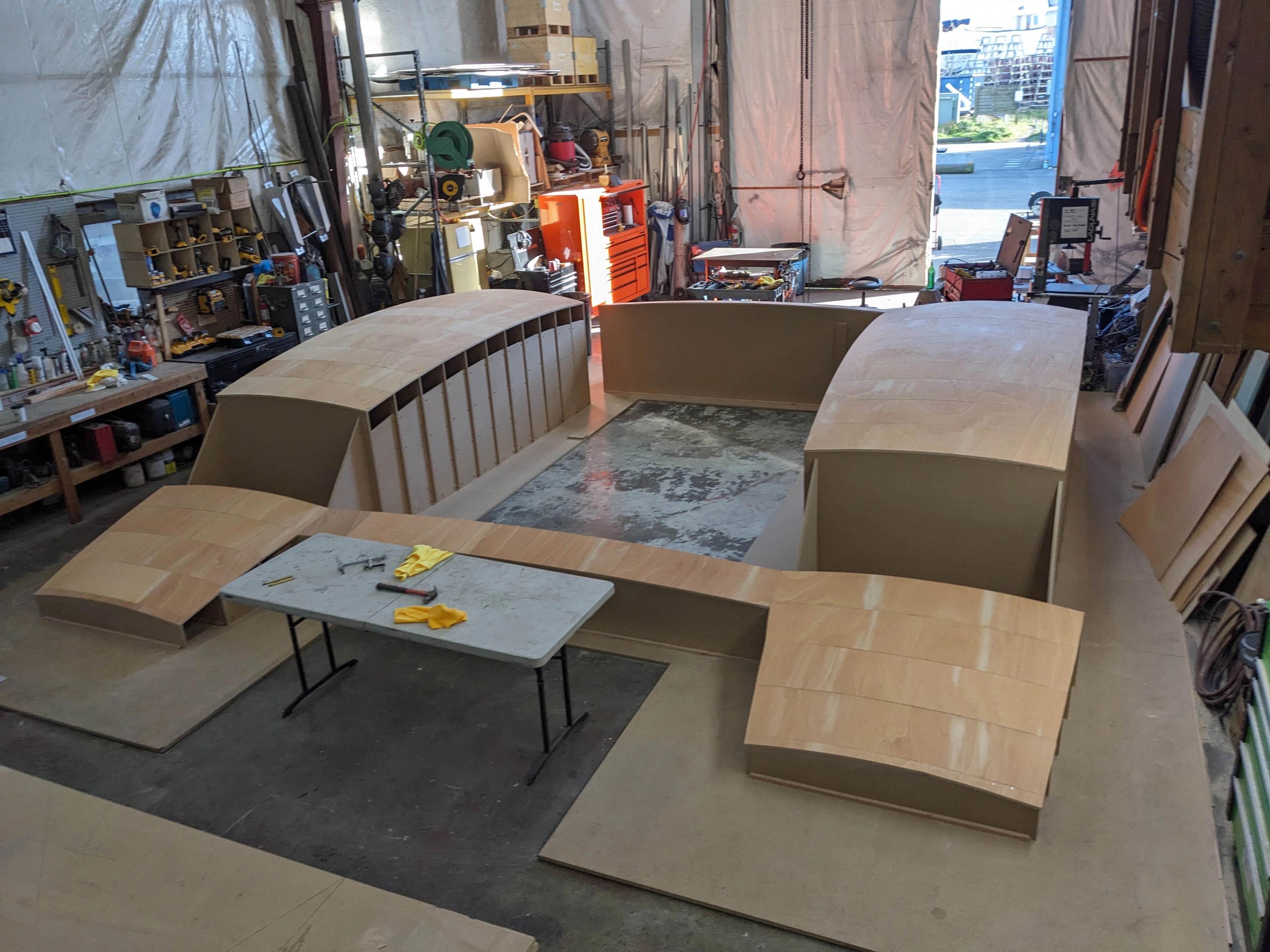 Completed superstructure jig at ReVision Marine, Port Townsend, WA
