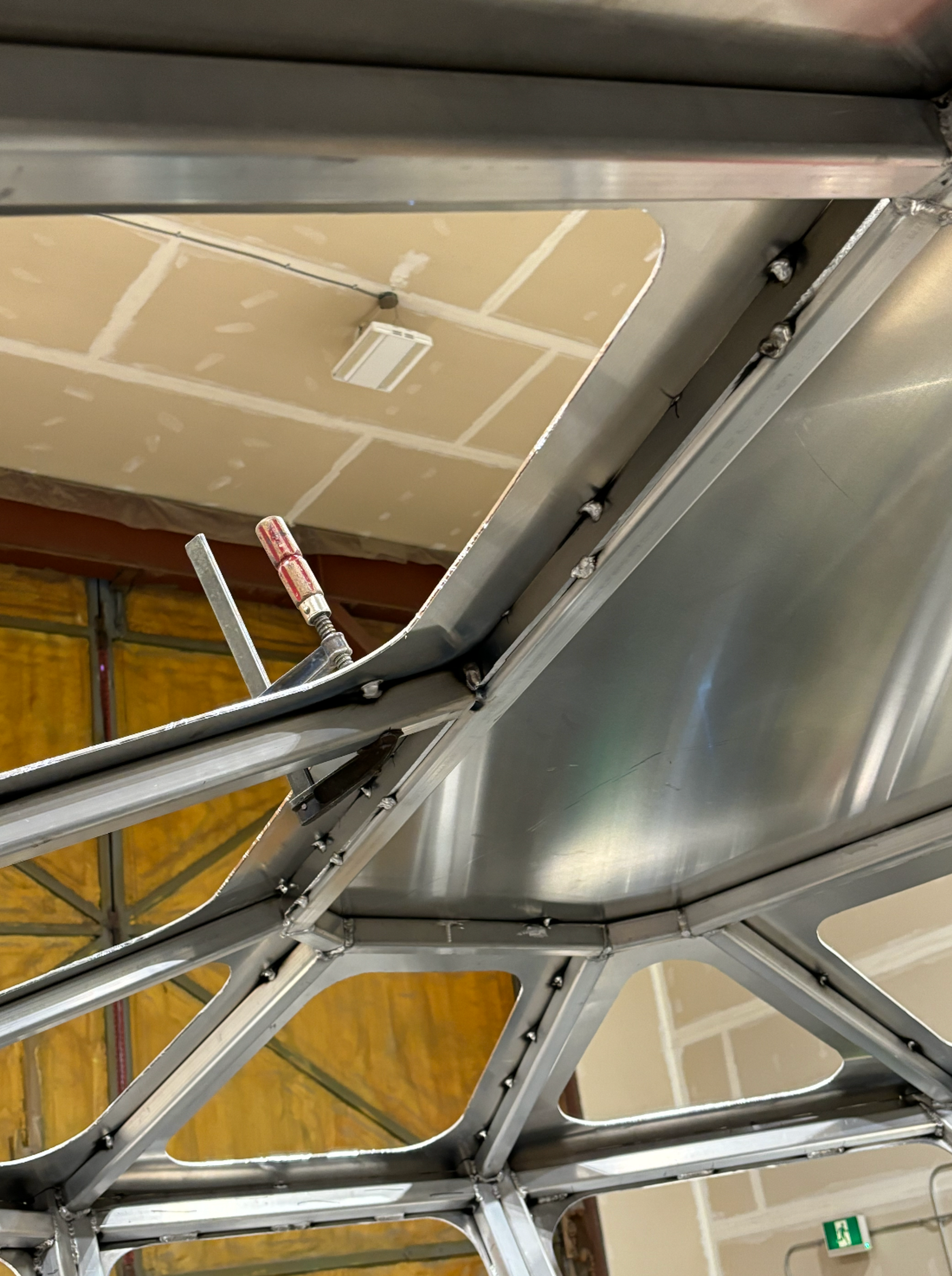 Cockpit under construction, square beam and sheet construction