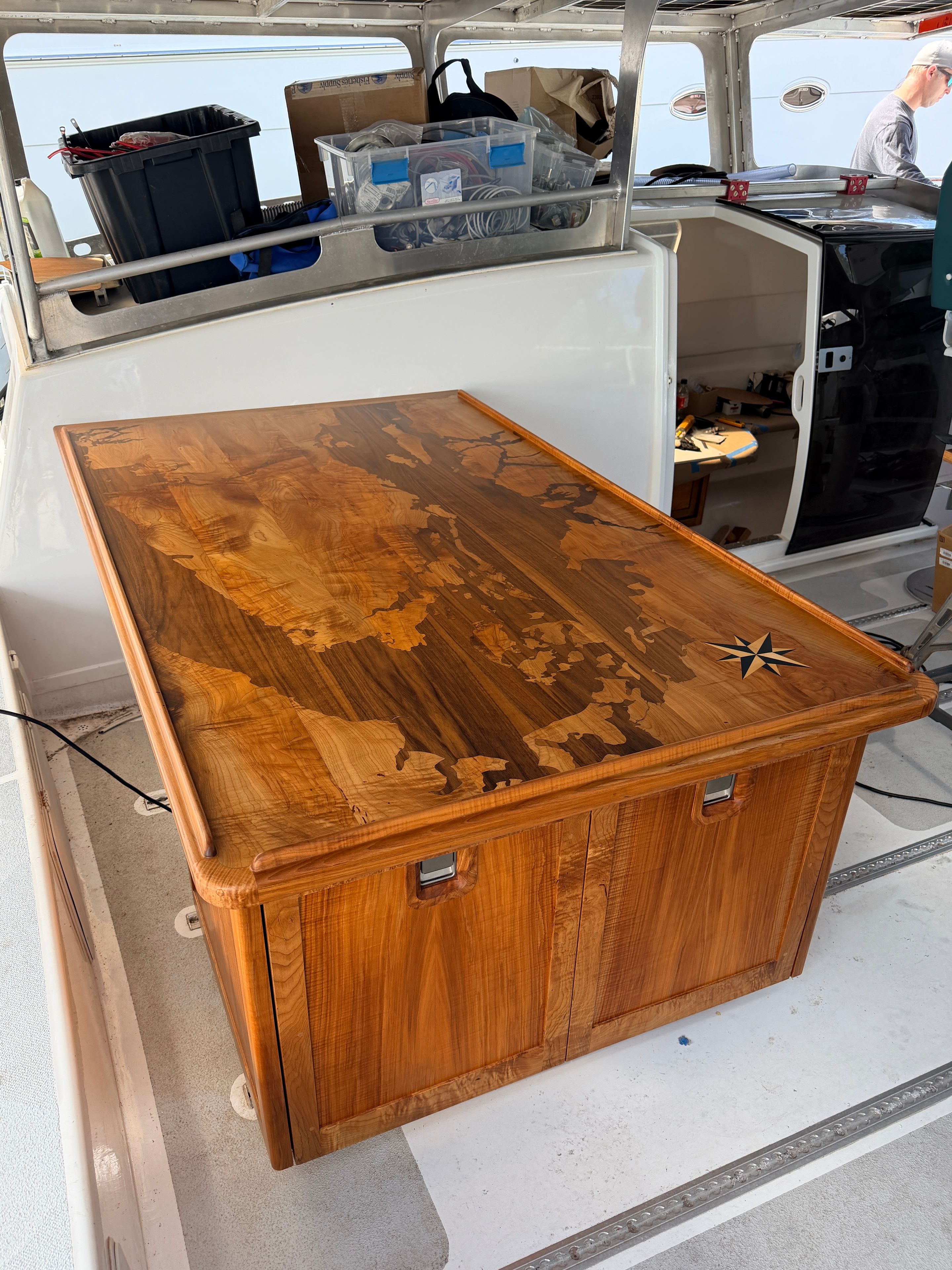 Table and cabinets