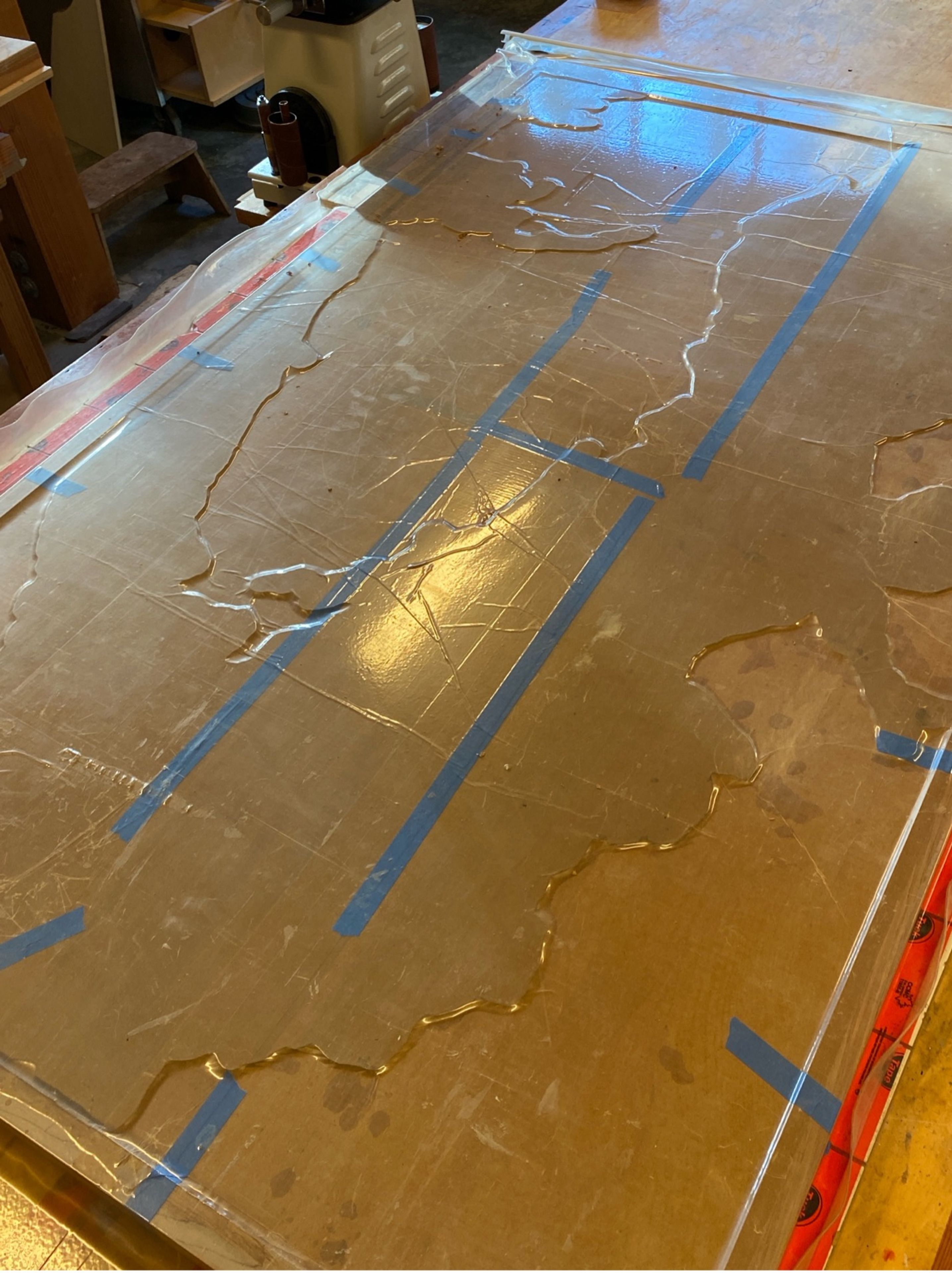 Table with map inlay in progress