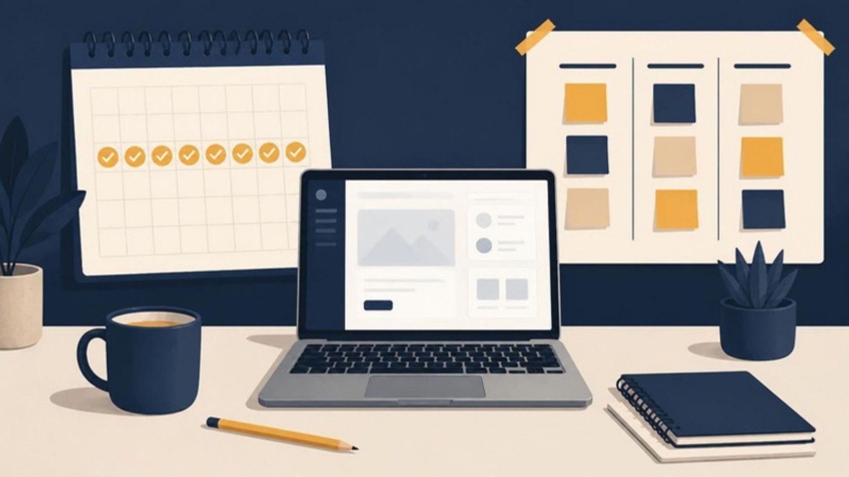Eight-week calendar, laptop wireframe and sticky-note roadmap: building a production-ready MVP