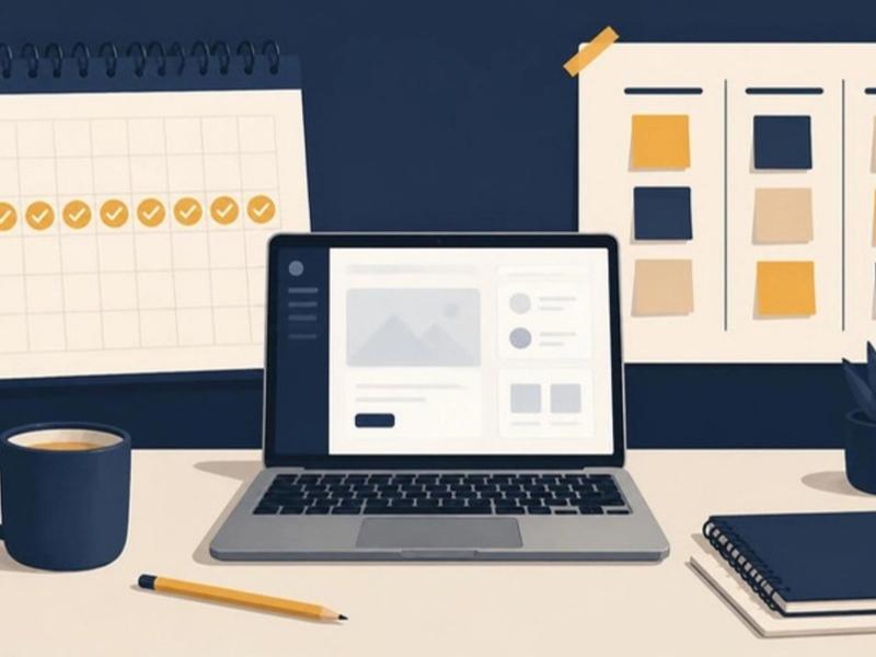 Eight-week calendar, laptop wireframe and sticky-note roadmap: building a production-ready MVP