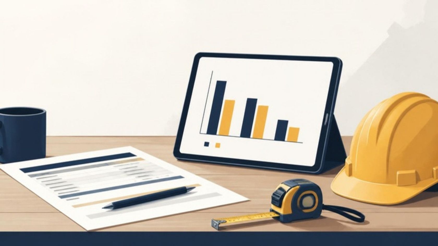 Estimate-versus-actual job costing view on a contractor's desk