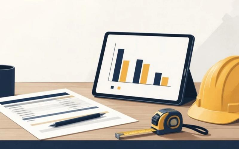 Estimate-versus-actual job costing view on a contractor's desk