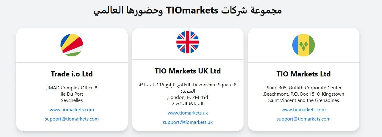 التراخيص والجهات التنظيمية لمجموعة TIOmarkets لتأكيد موثوقية الشركة.