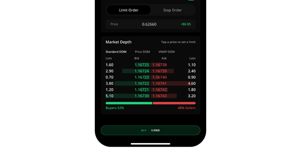 DOM - Depth of Market - TIOmarkets Trading & Investing App