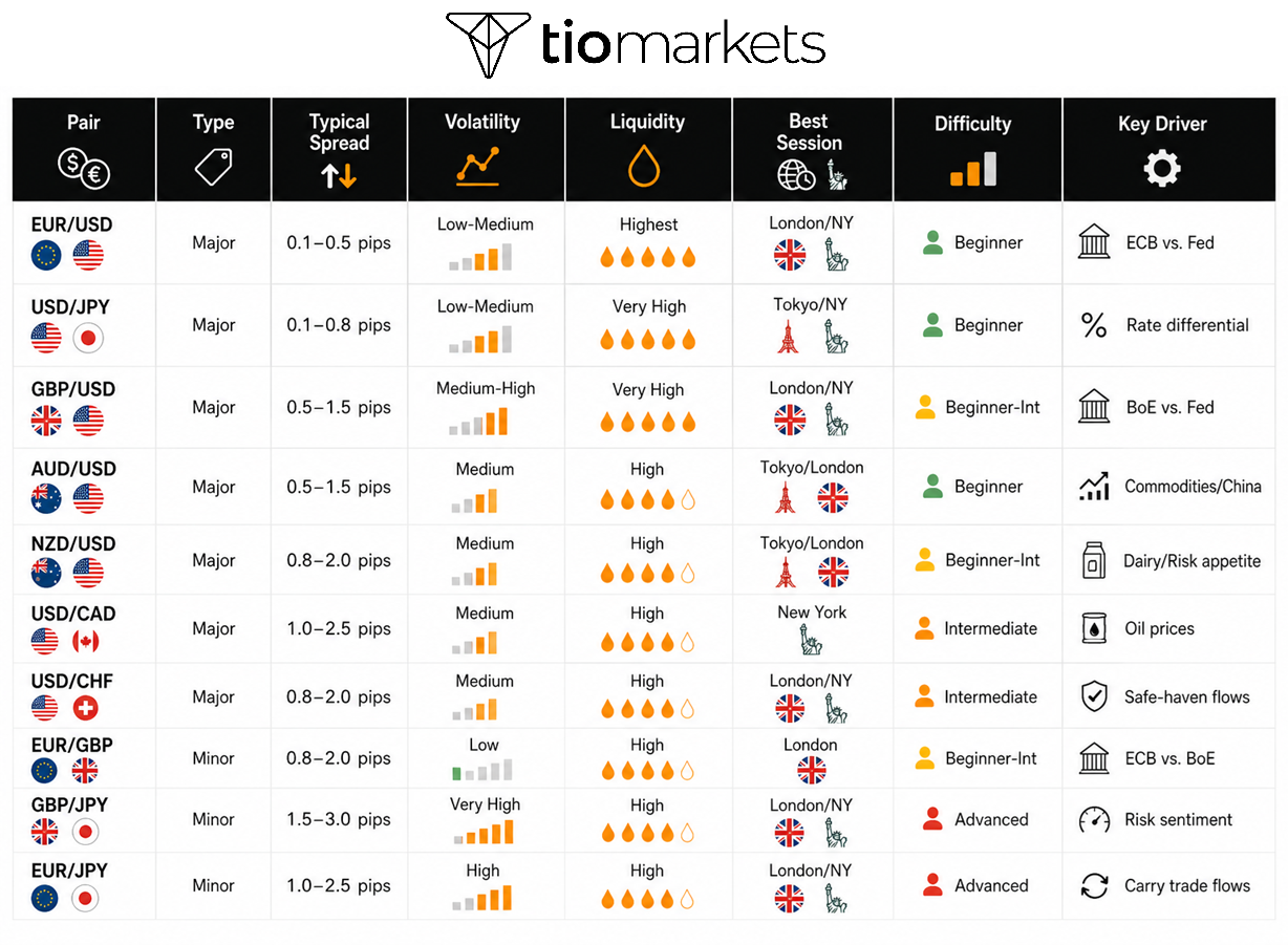 Best Forex Pairs to Trade_most traded forex currency pairs table
