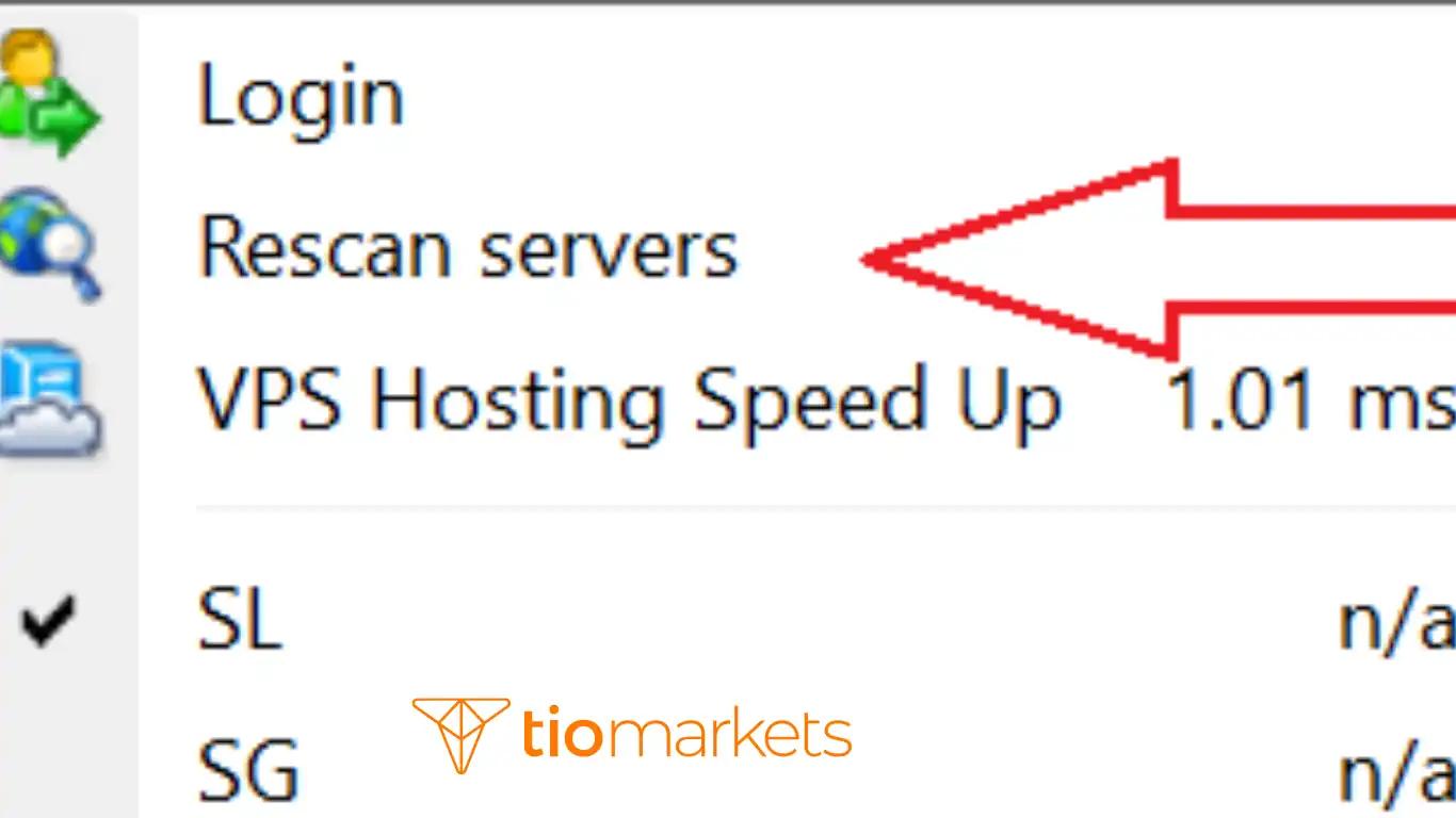 طريقة عمل Rescan Servers لحل مشكلة الاتصال في ميتاتريدر 4.