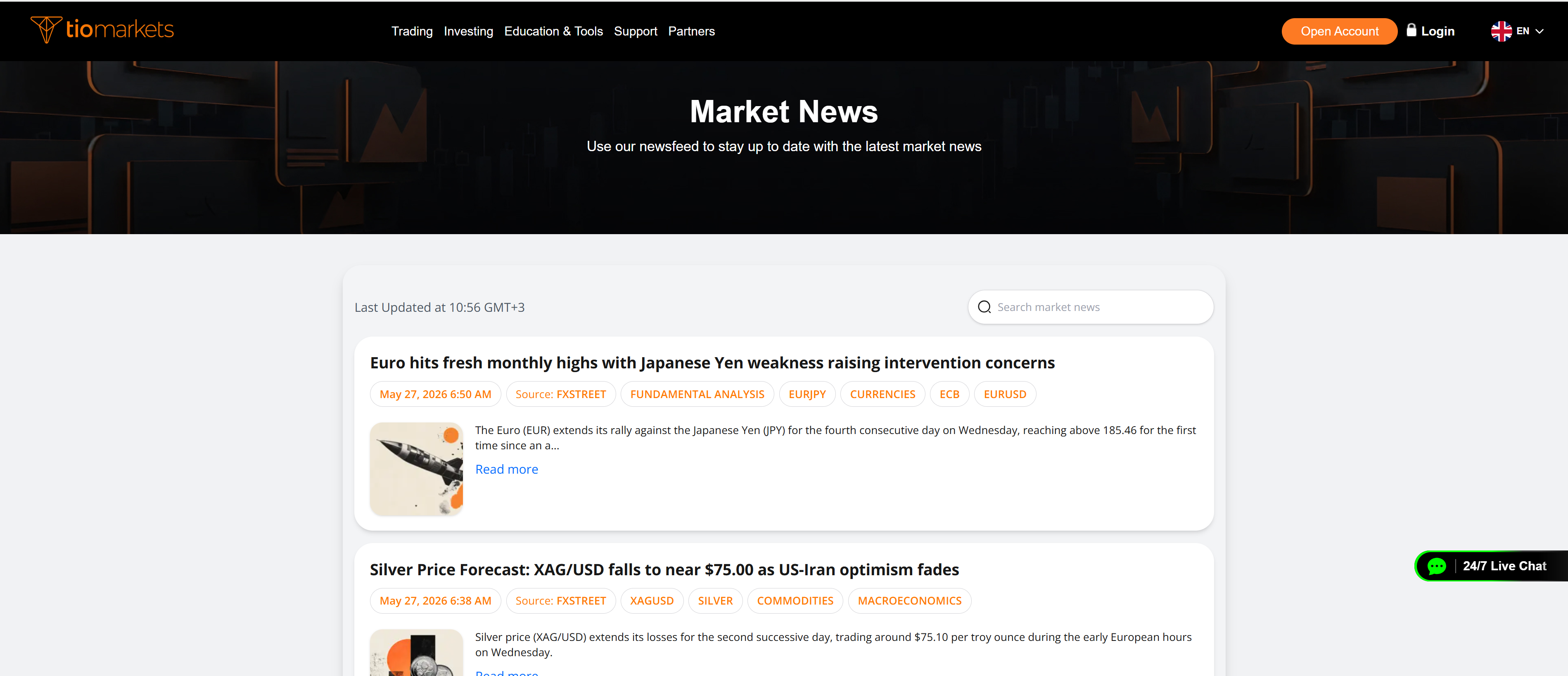 TIOmarkets Market News Page