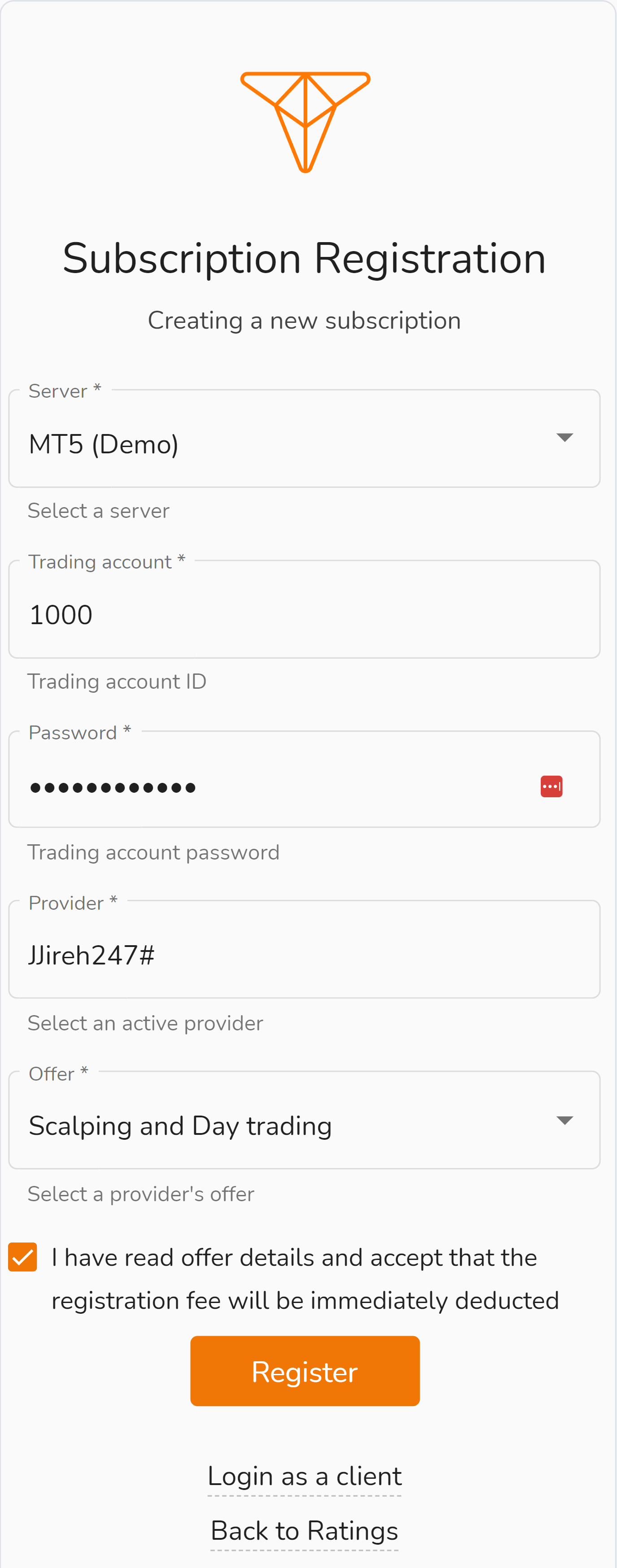 Subscription registration