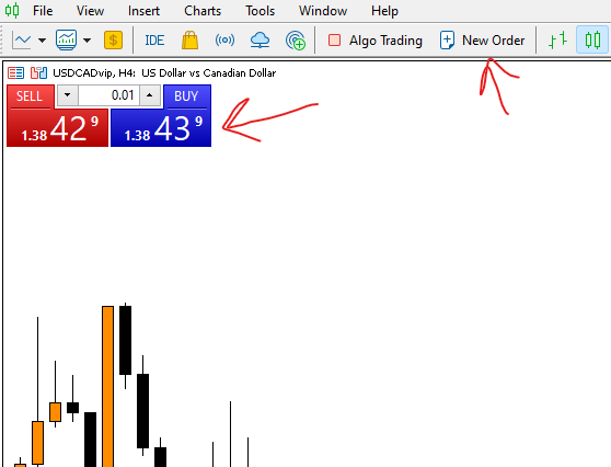 How to place an order on USDCAD
