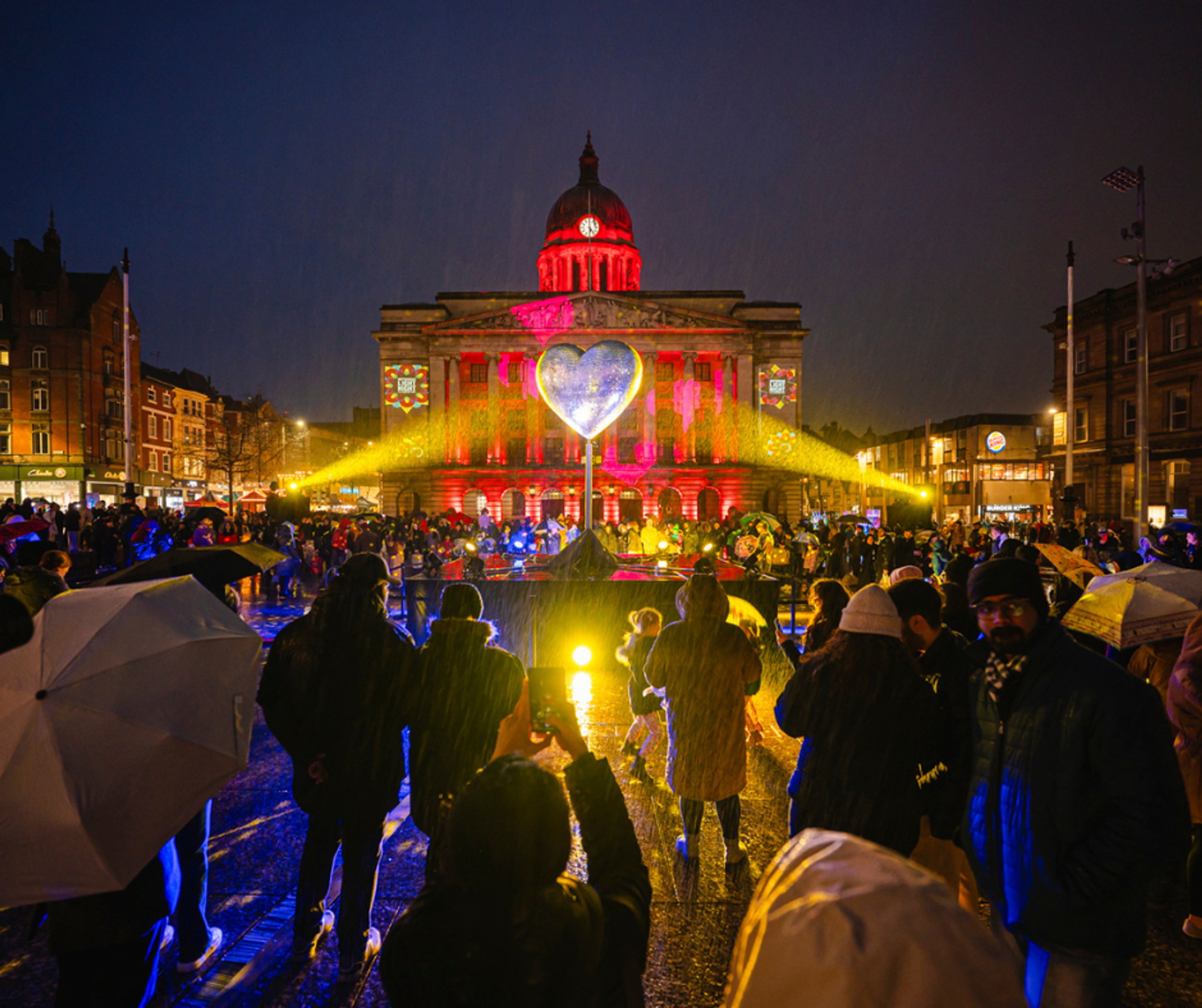 Heart installation at Nottingham Council House during Light Night