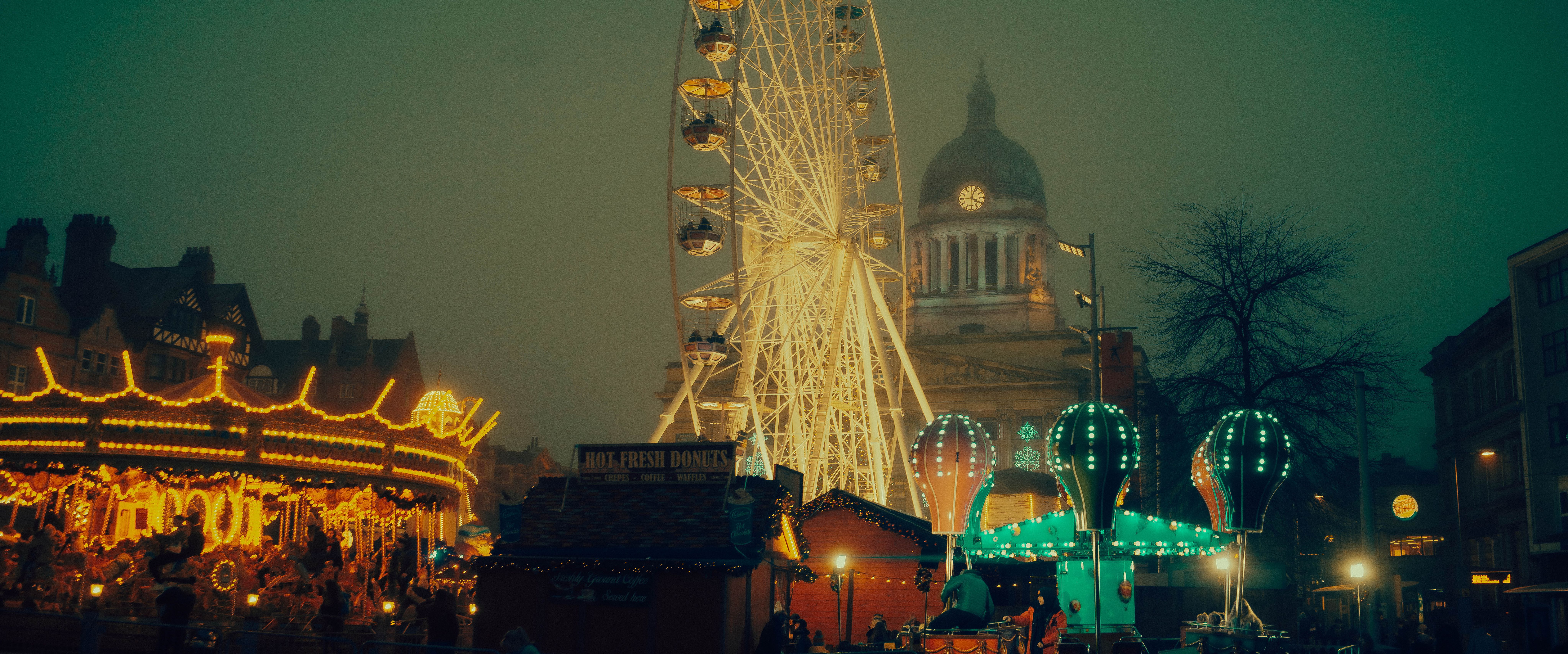 Nottingham Christmas markets at night 