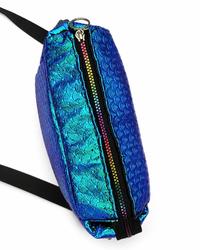 Iris — close-up of rainbow zipper and iridescent scale texture, ODDANA