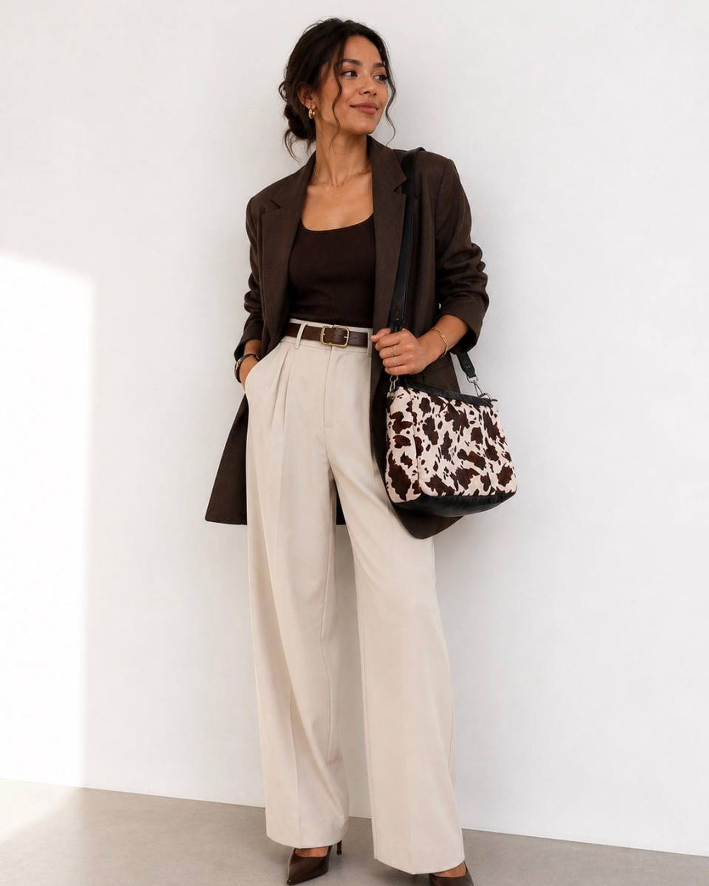 Savanna bag styled with brown outfit
