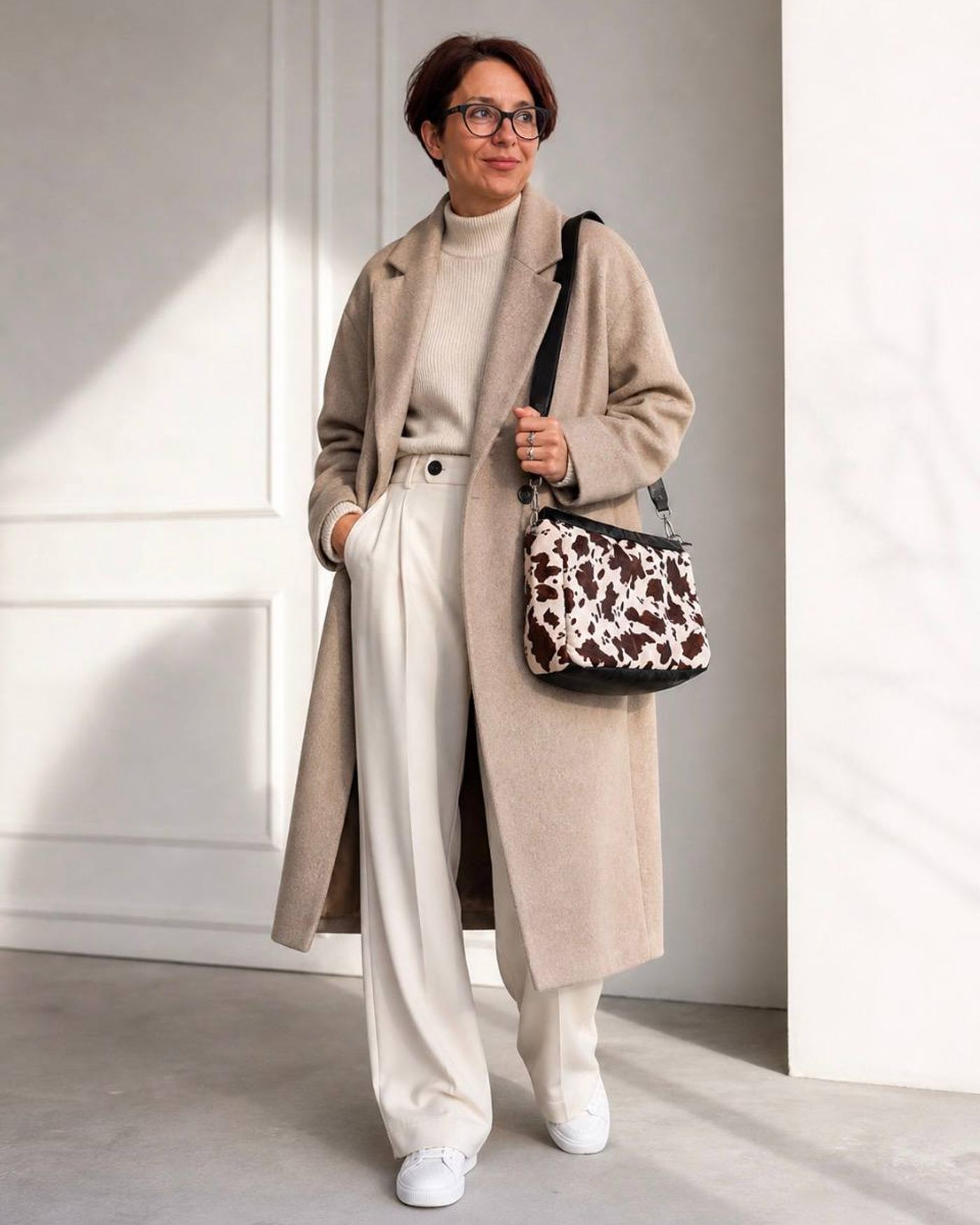 Savanna bag styled with beige outfit