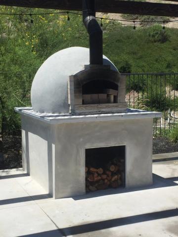 Custom outdoor pizza oven, smooth stucco finish